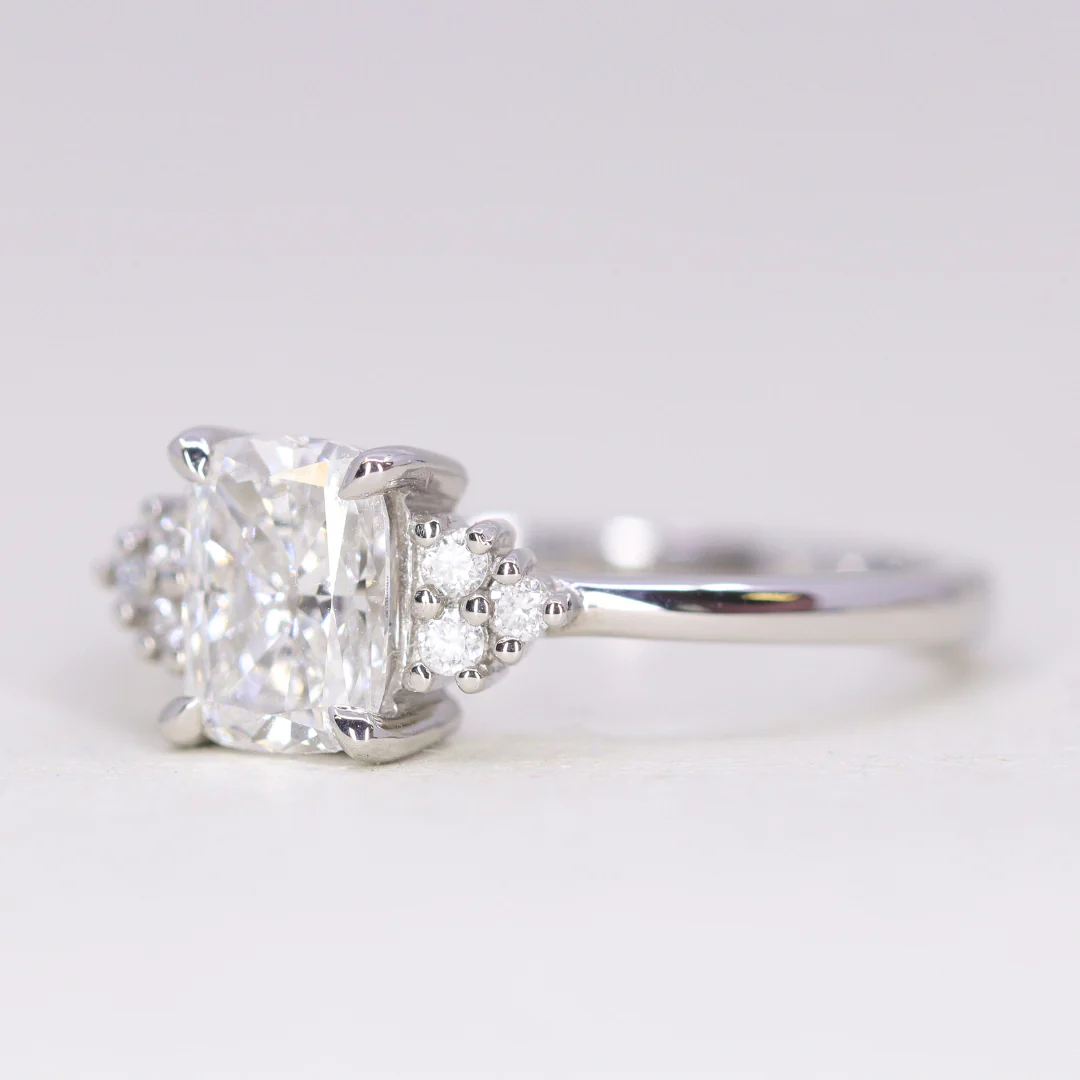 Henrietta - Cushion Cut Lab Grown Diamond Cluster Engagement Ring - Ready-to-Wear - Image 3