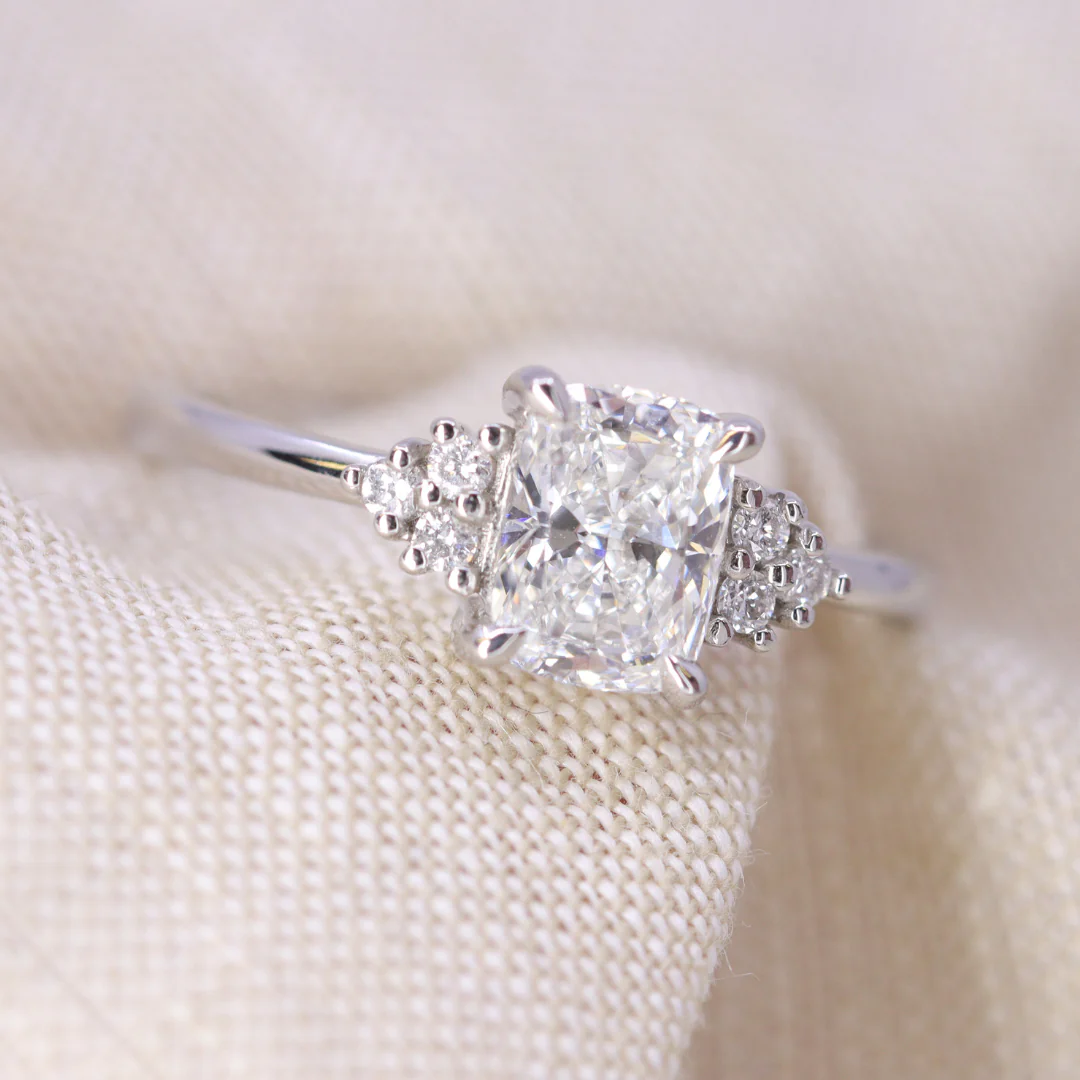 Henrietta - Cushion Cut Lab Grown Diamond Cluster Engagement Ring - Ready-to-Wear - Image 5
