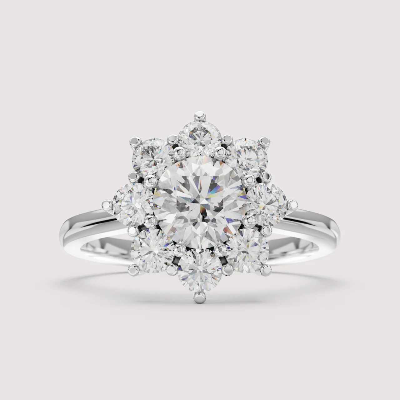 Jenna - Round Cut Lab Grown Diamond Floral Halo Made-to-Order Engagement Ring - Image 3