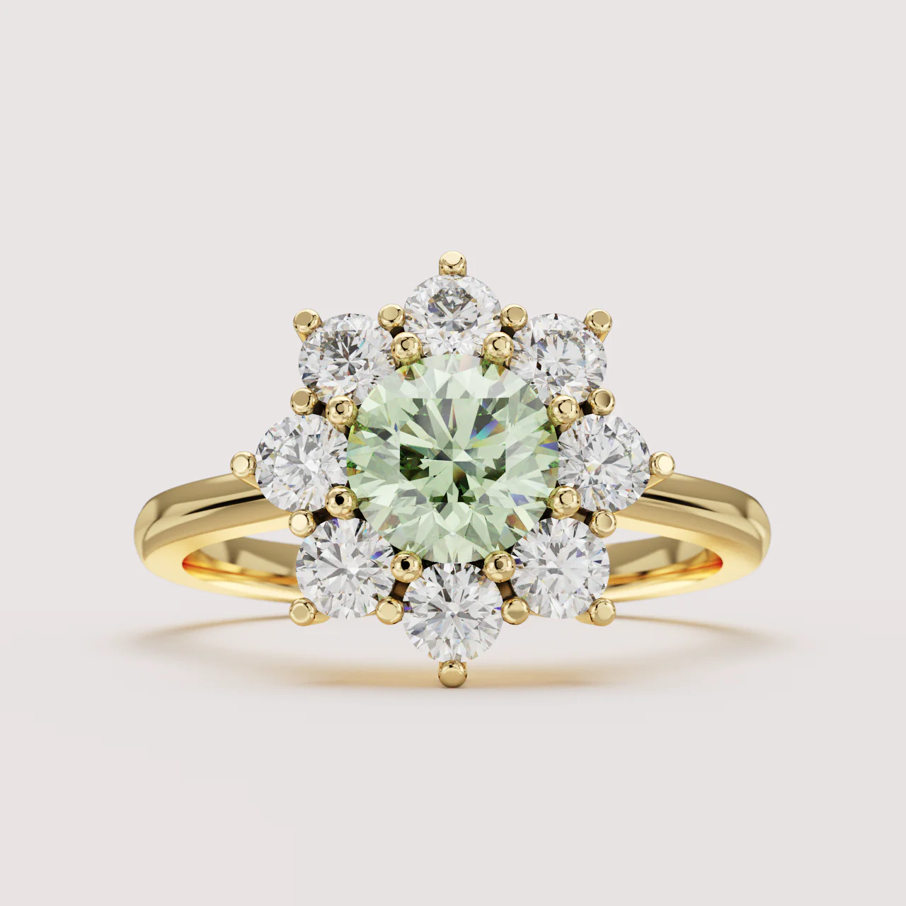 Jenna - Round Cut Lab Grown Diamond Floral Halo Made-to-Order Engagement Ring - Image 5