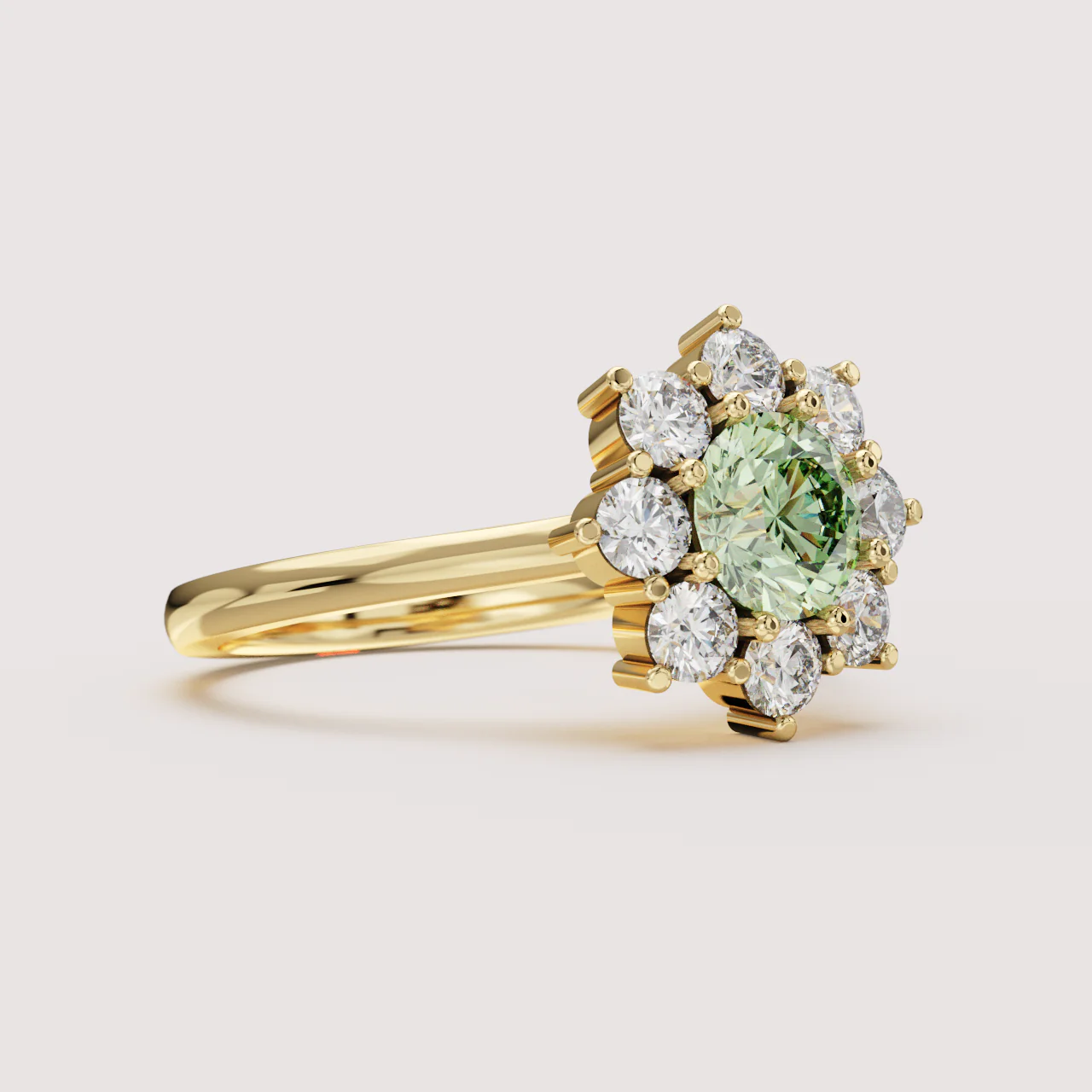 Jenna - Round Cut Lab Grown Diamond Floral Halo Made-to-Order Engagement Ring - Image 6