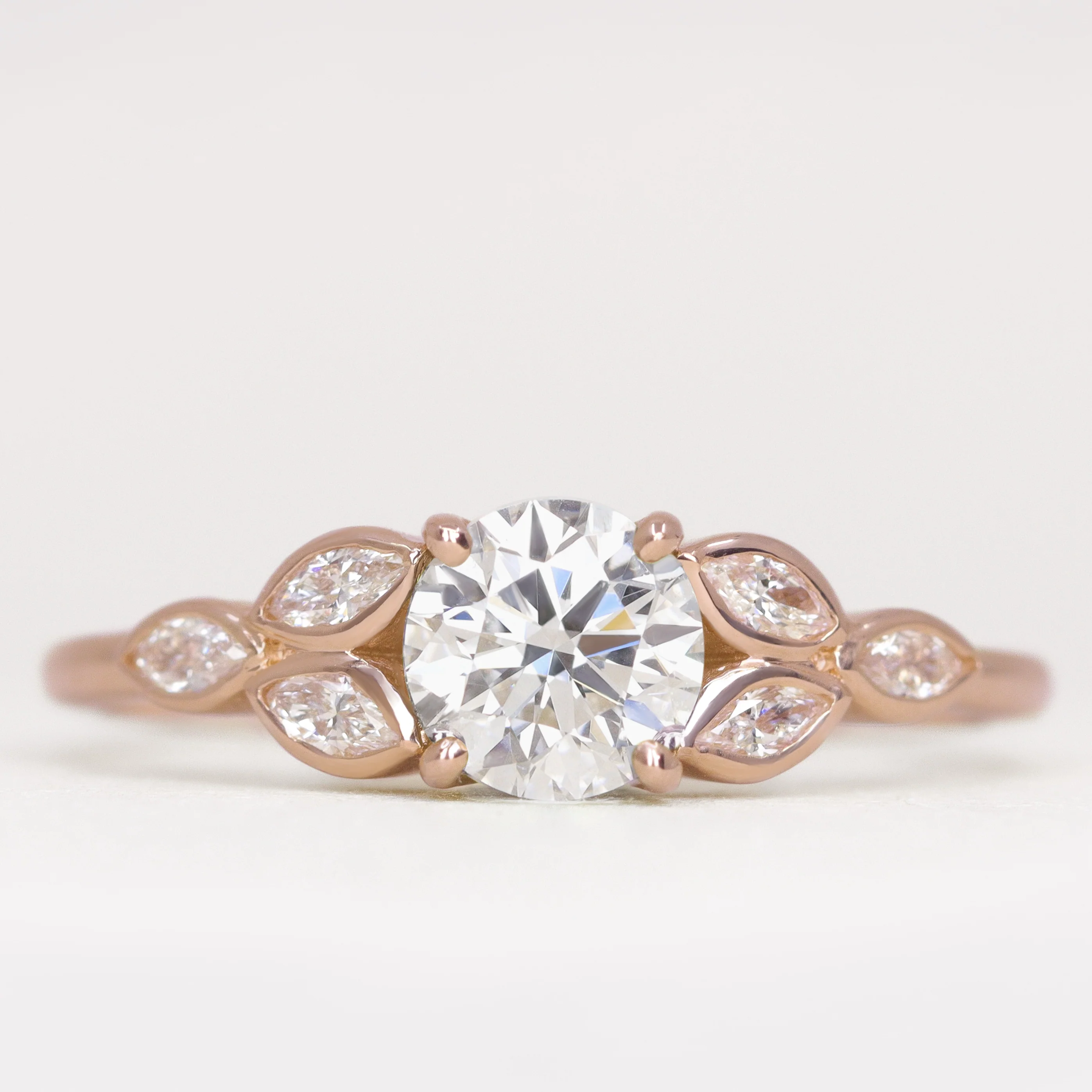 Juliet - Round Brilliant Cut Lab Grown Diamond Vintage Floral Custom Engagement Ring - Image 3