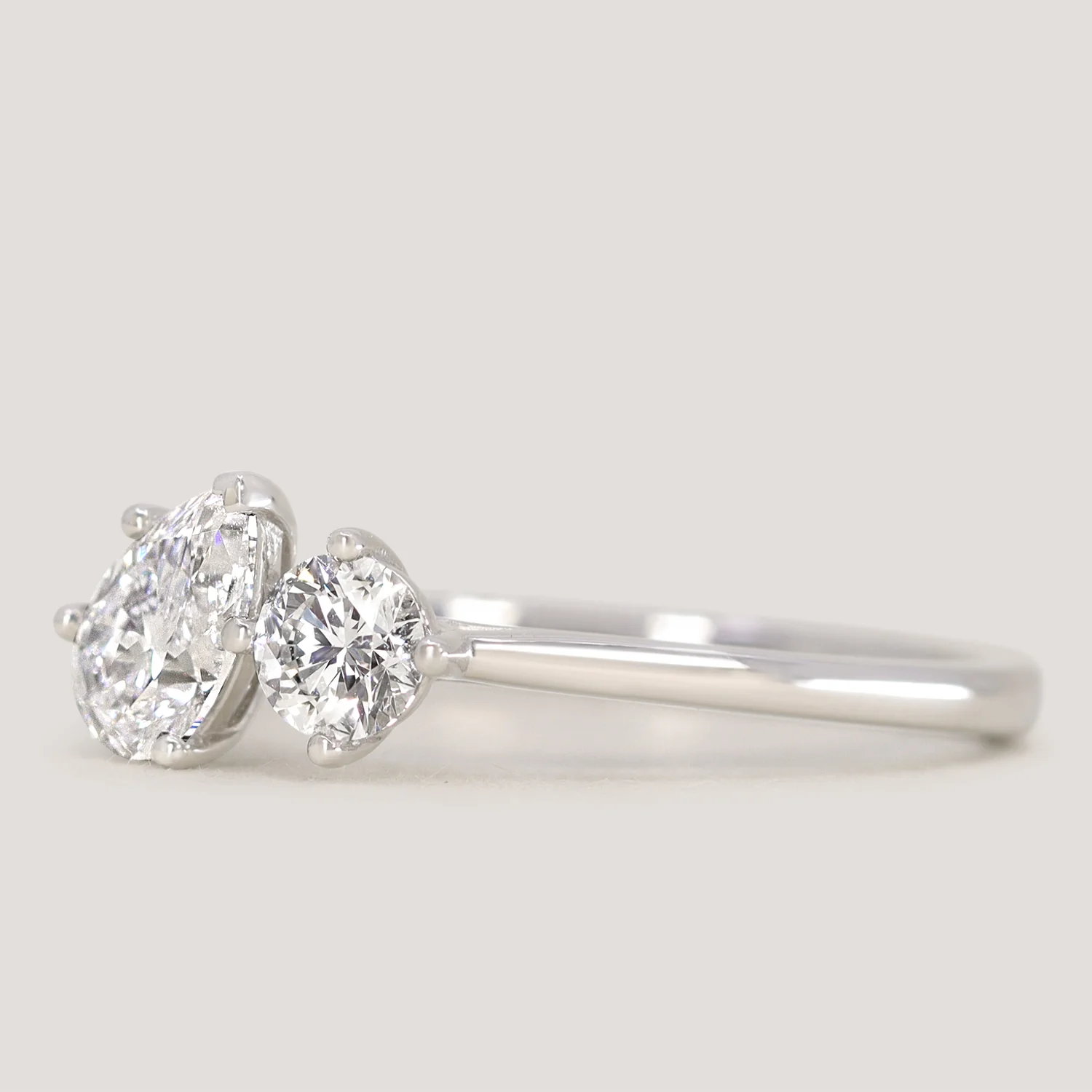 Juno - Pear & Round Lab Grown Diamond Toi et Moi Engagement Ring - Ready-to-Wear - Image 4