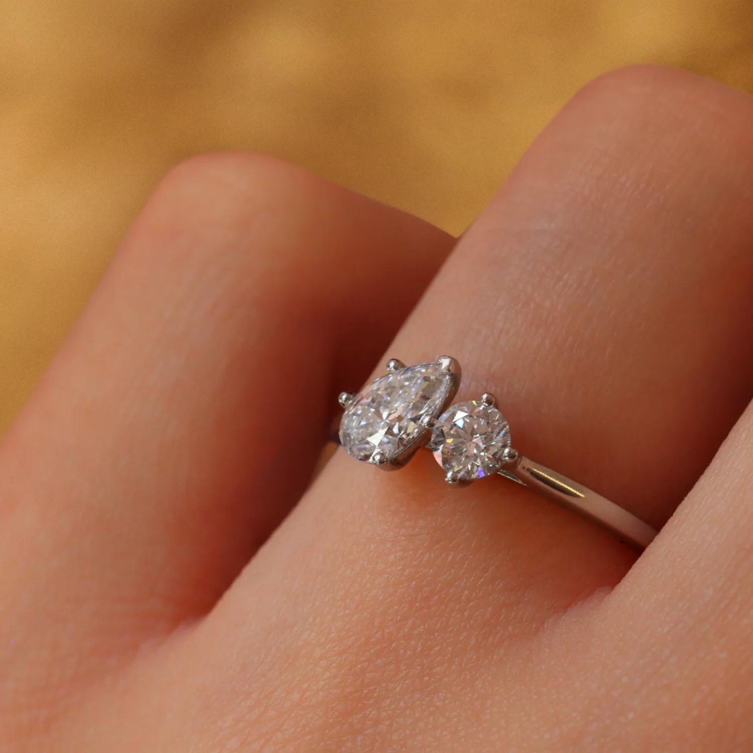 Juno - Pear & Round Lab Grown Diamond Toi et Moi Engagement Ring - Ready-to-Wear - Image 7