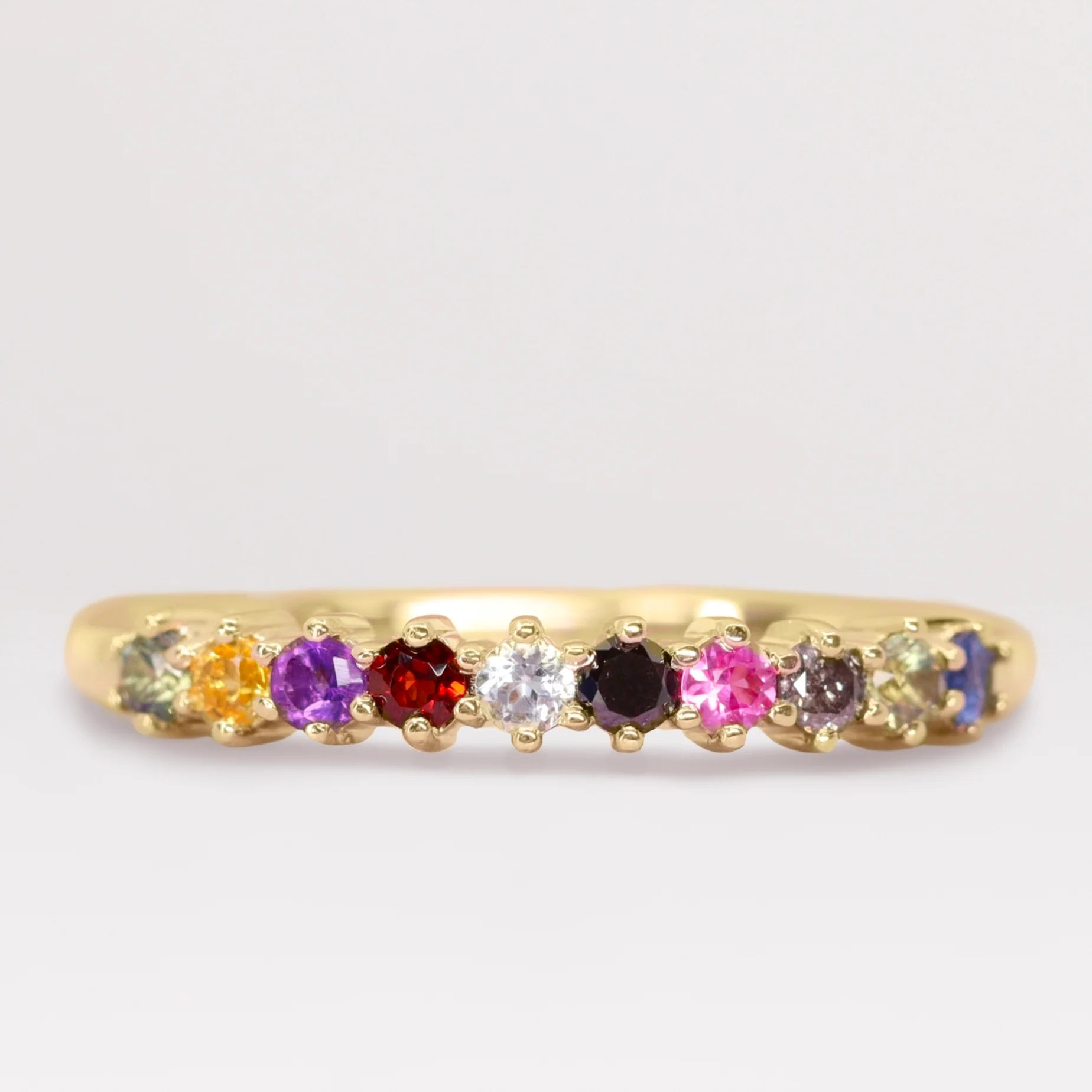 Karma - Coloured Gemstone Half Eternity Wedding Band - Made-to-Order - Image 4