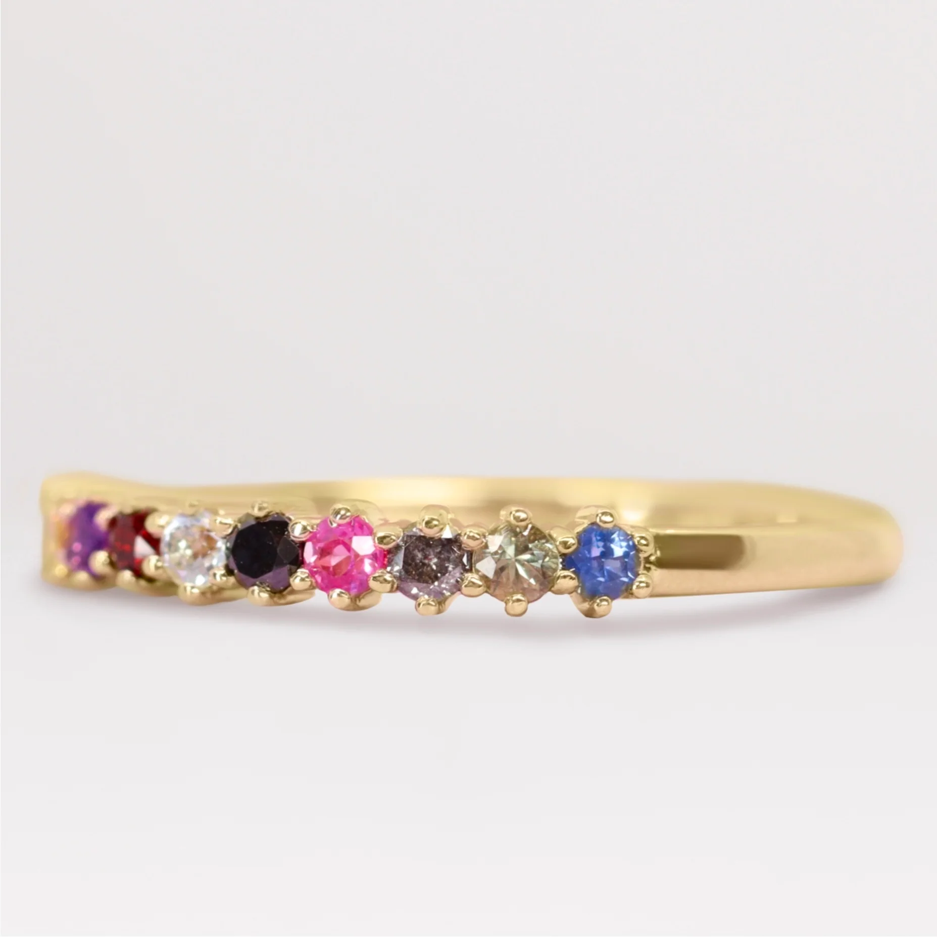 Karma - Coloured Gemstone Half Eternity Wedding Band - Made-to-Order - Image 6