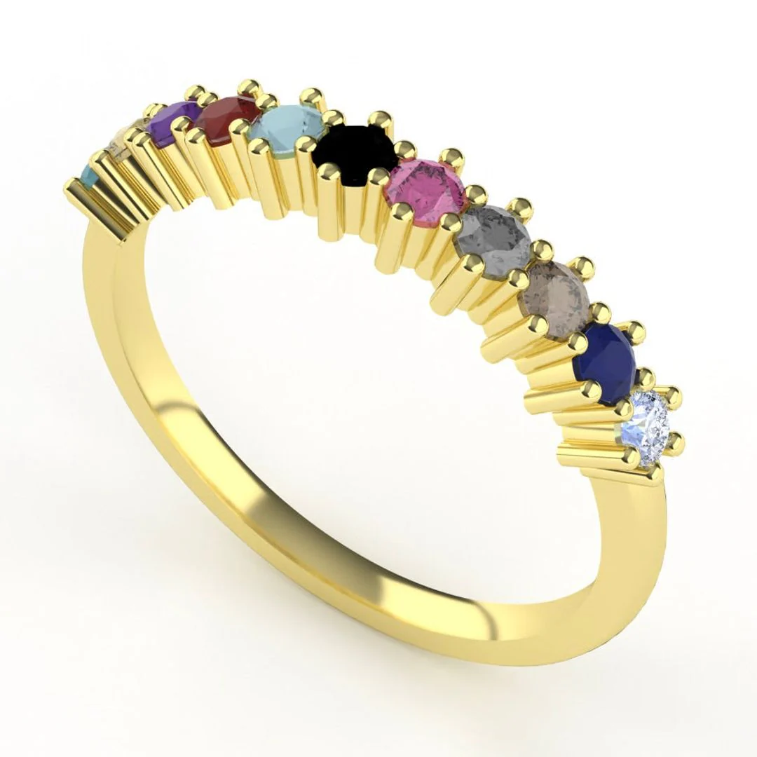 Karma - Coloured Gemstone Half Eternity Wedding Band - Made-to-Order - Image 7