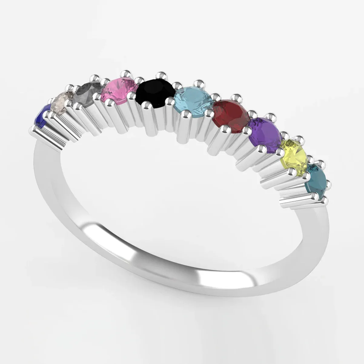 Karma - Coloured Gemstone Half Eternity Wedding Band - Made-to-Order - Image 8