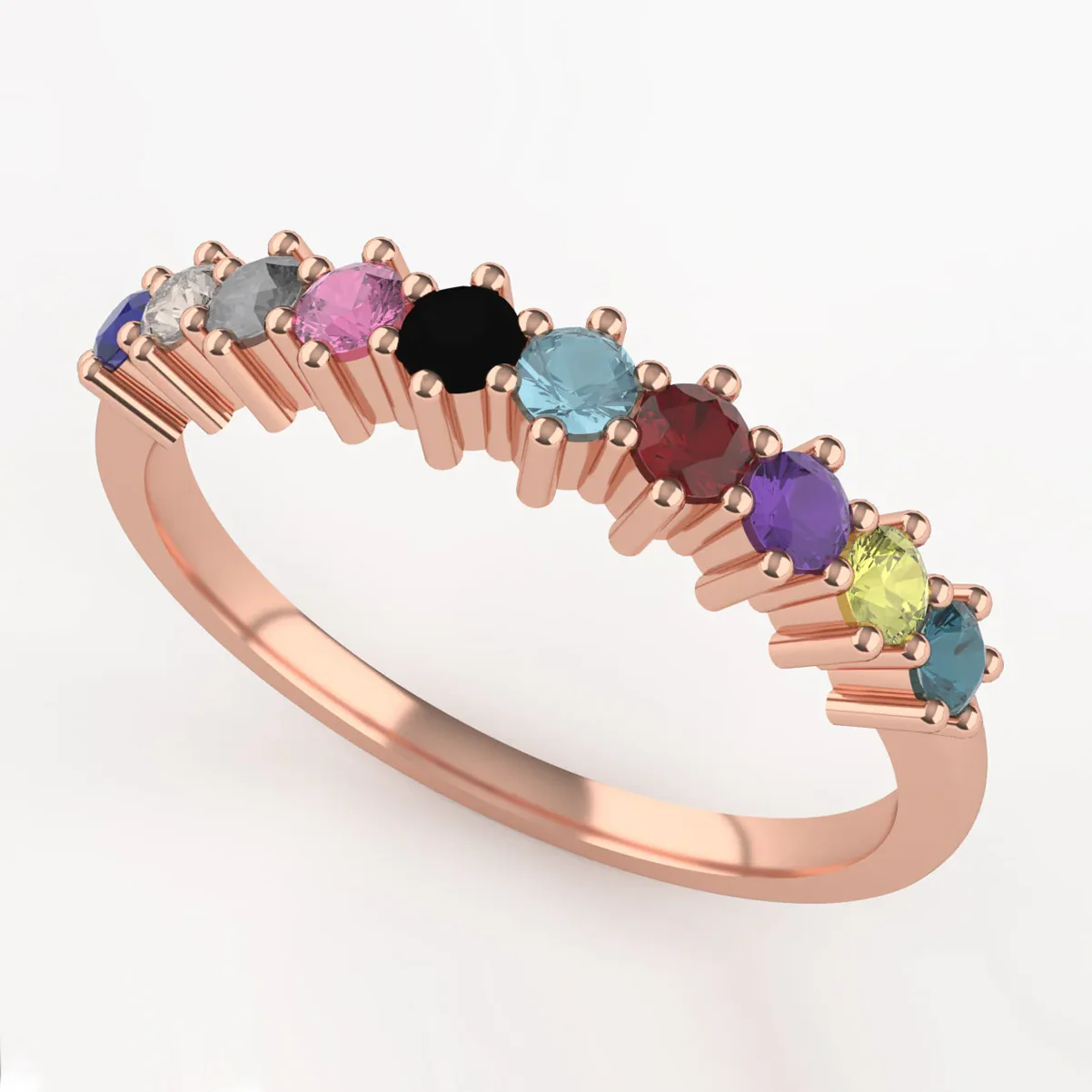 Karma - Coloured Gemstone Half Eternity Wedding Band - Made-to-Order - Image 9