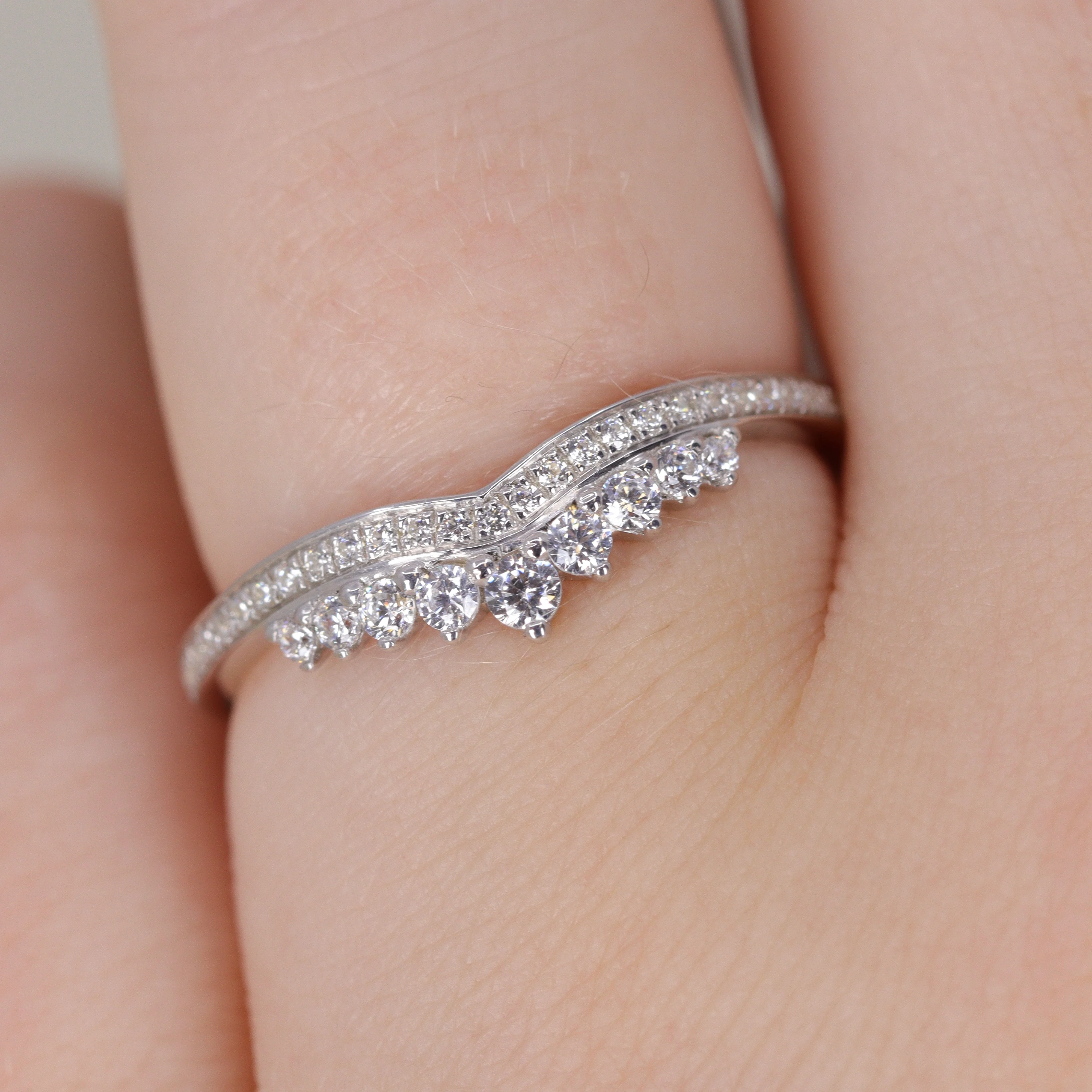 Cecilia - Graduating Diamond Tiara Half Eternity Wedding Ring - Made-to-Order - Image 4