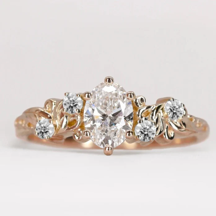 Laurel - Oval Lab Grown Diamond Floral Made-to-Order Engagement Ring - Image 4