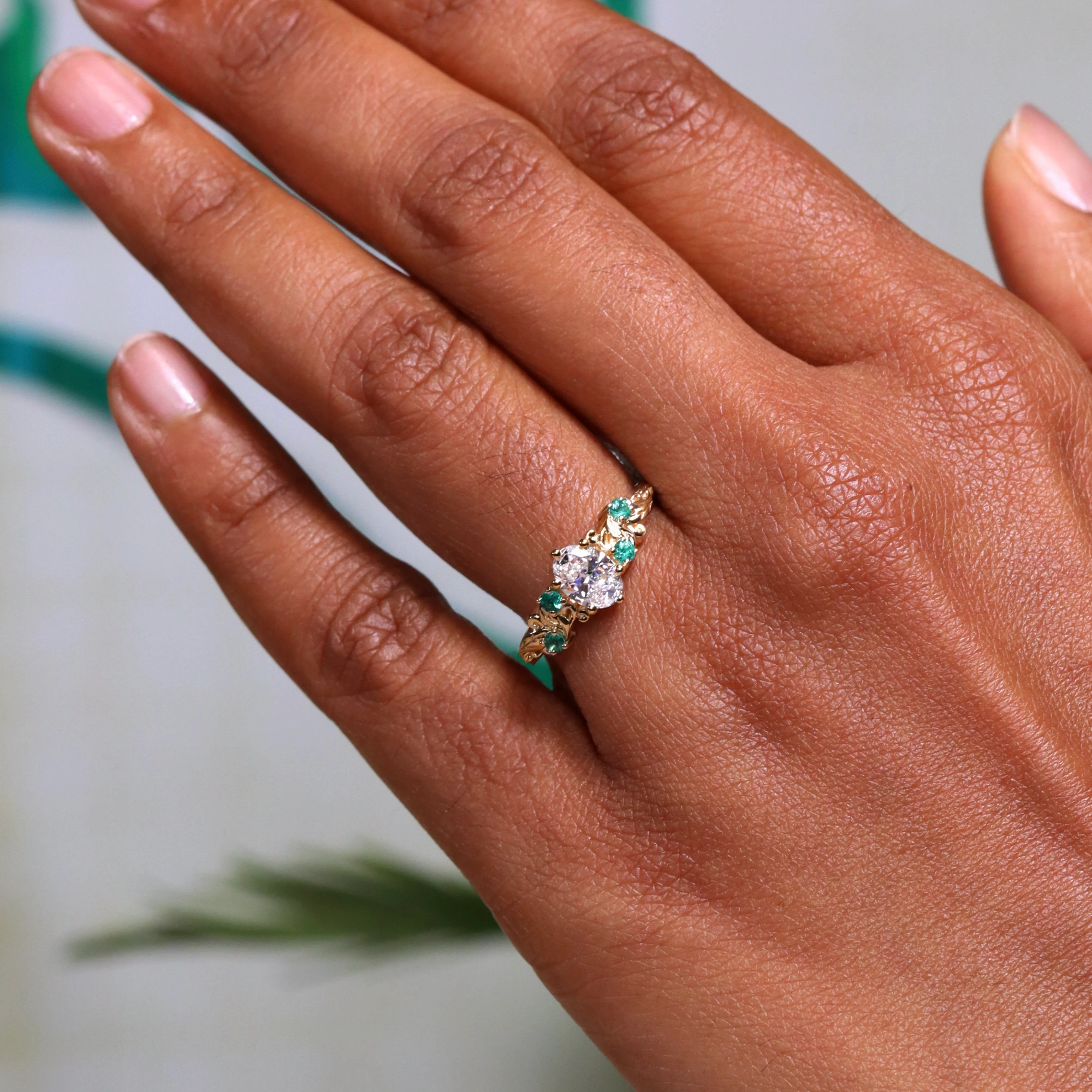 Laurel - Oval Lab Grown Diamond Floral Made-to-Order Engagement Ring - Image 5