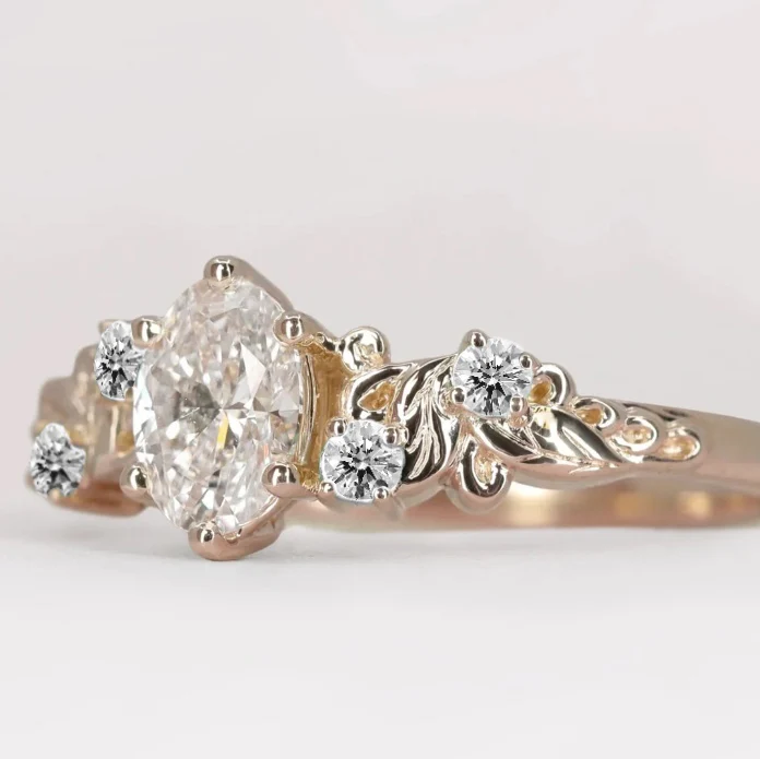 Laurel - Oval Lab Grown Diamond Floral Made-to-Order Engagement Ring - Image 6