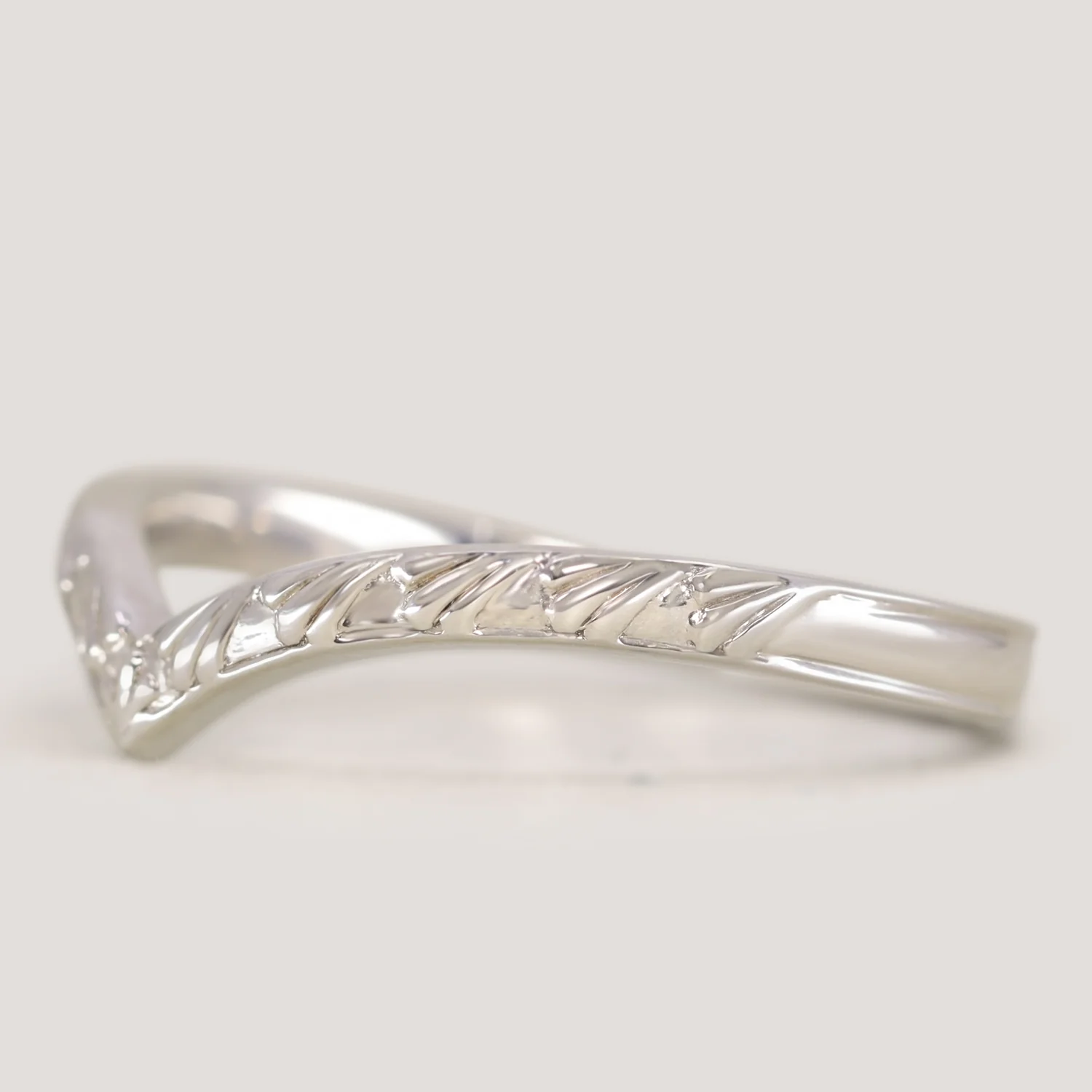 Madison - Art Deco Inspired Fan Design Wishbone Wedding Ring - Made-to-Order - Image 3