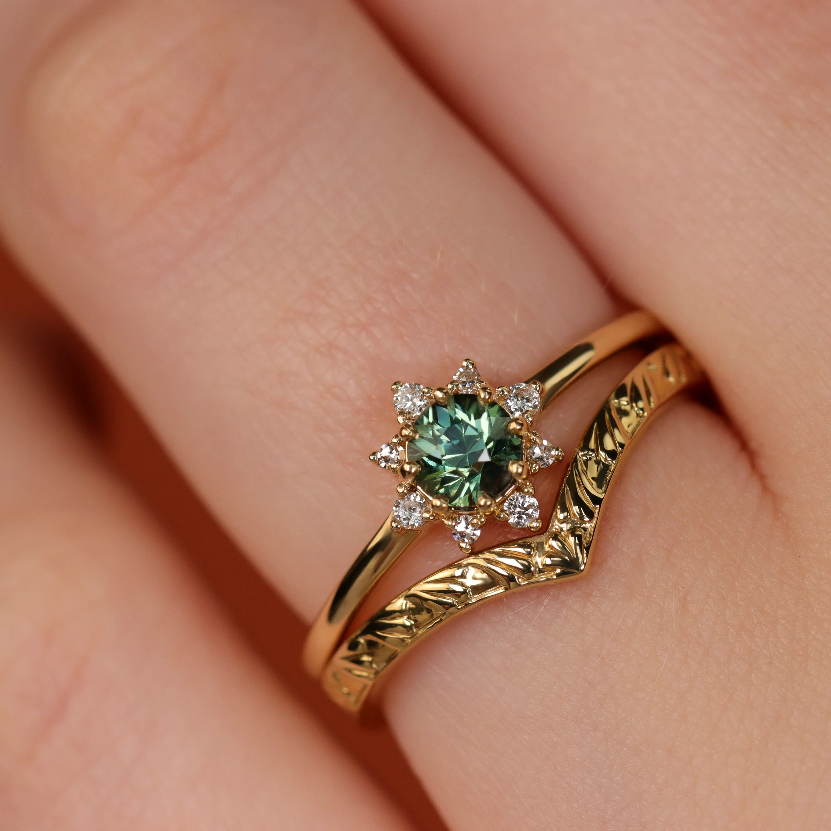 Madison - Art Deco Inspired Fan Design Wishbone Wedding Ring - Made-to-Order - Image 5