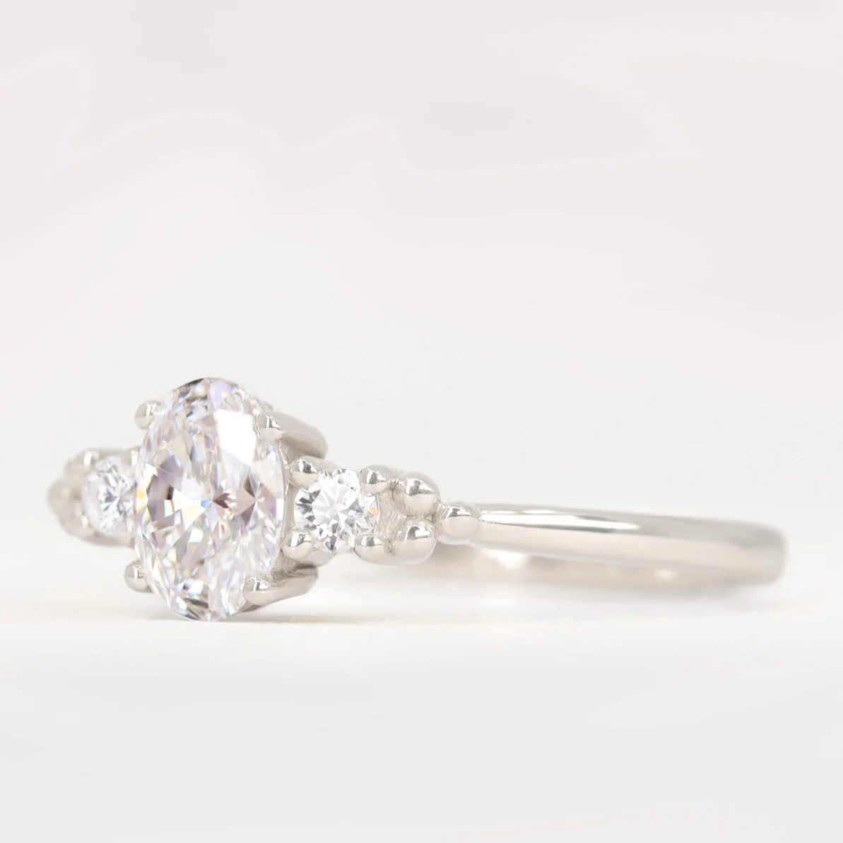 Natalia - Oval Lab Grown Diamond Trilogy Made-to-Order Engagement Ring - Image 5