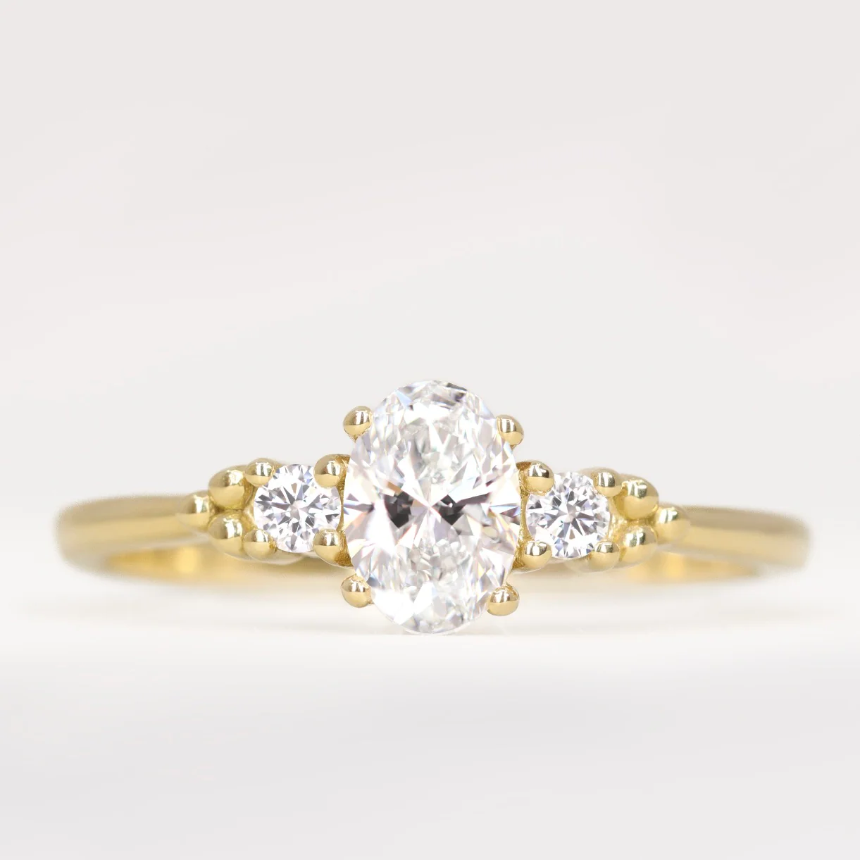 Natalia - Oval Lab Grown Diamond Trilogy Made-to-Order Engagement Ring - Image 6