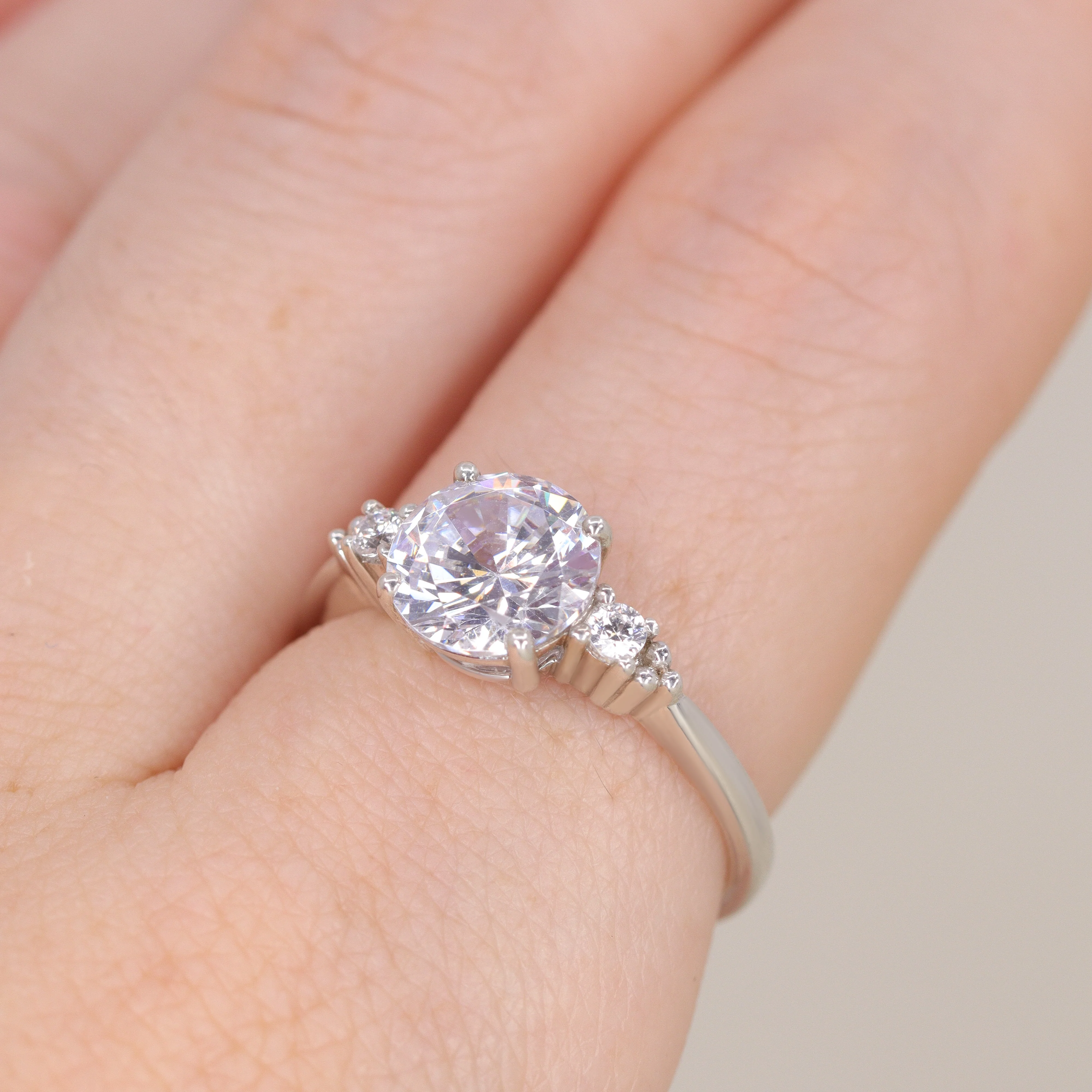 Natalia - Round Brilliant Cut 2.00ct Lab Grown Diamond Trilogy Made-to-Order Engagement Ring - Image 4