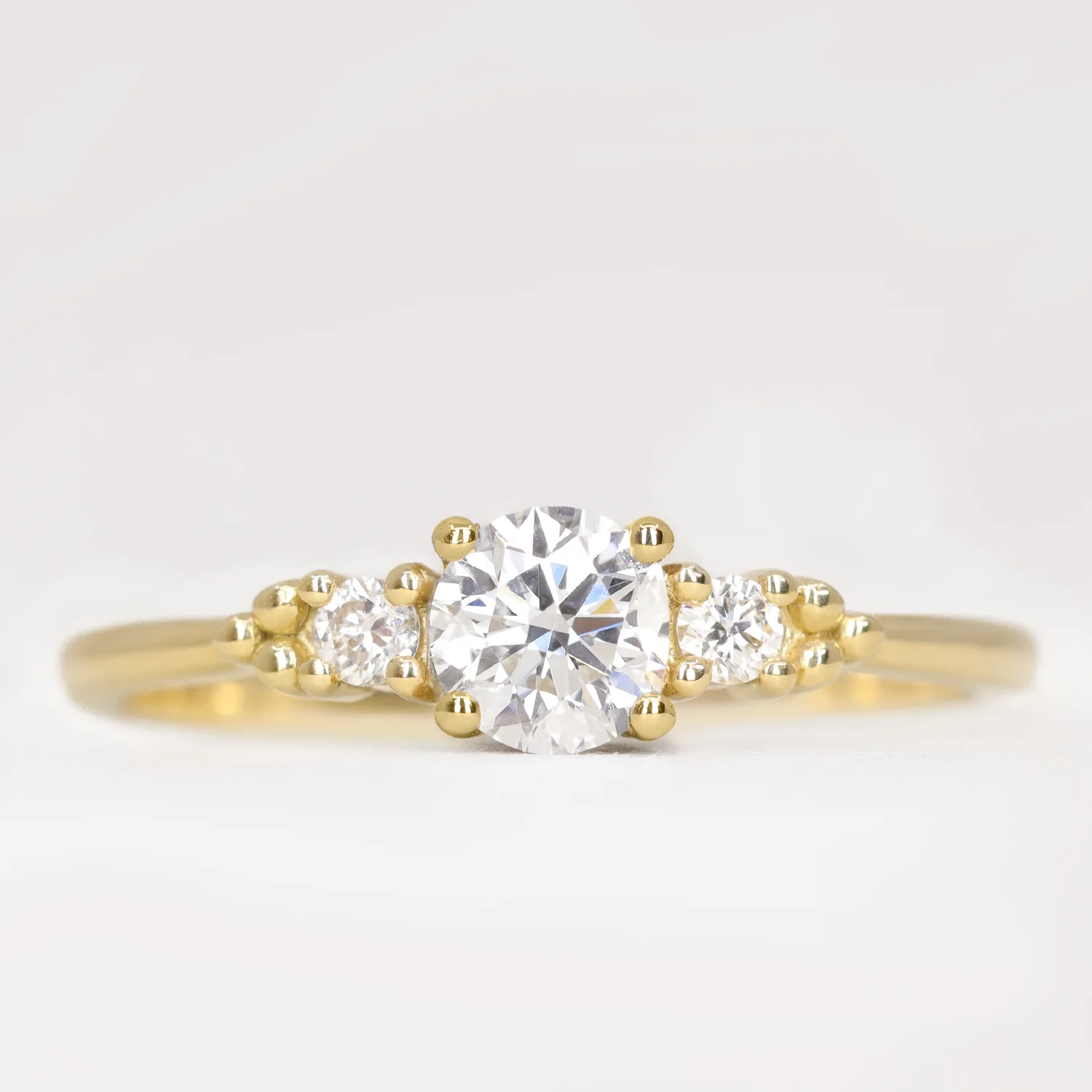 Natalia - Round Brilliant Cut Lab Grown Diamond Trilogy Made-to-Order Engagement Ring - Image 4