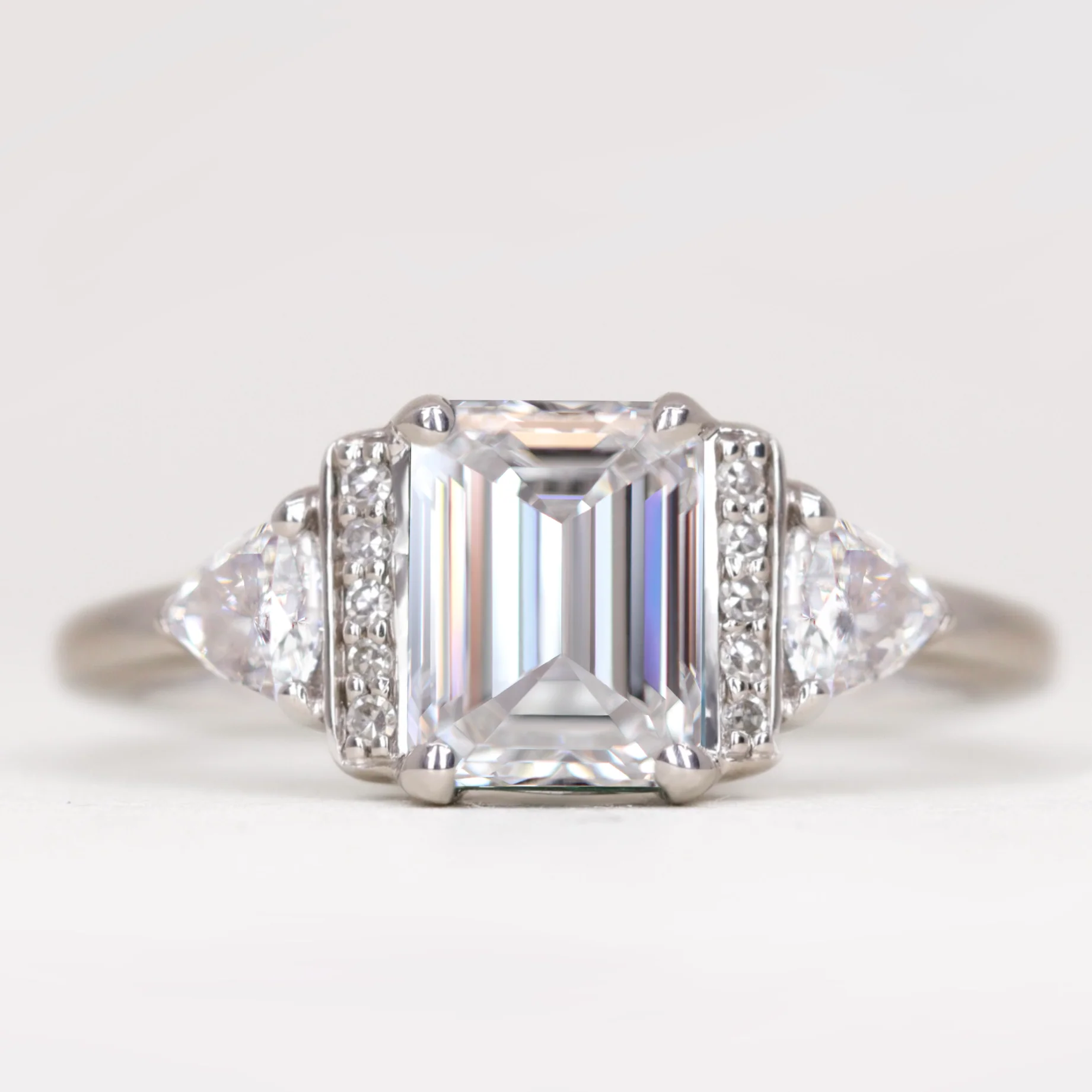 Ophelia - Emerald Cut Diamond Art Deco Custom Engagement Ring - Image 3