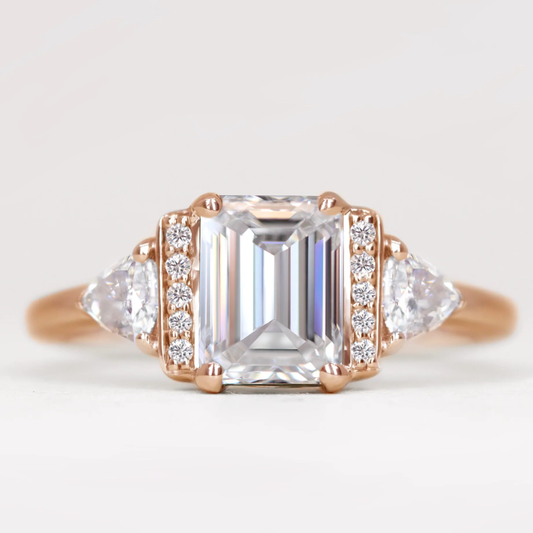 Ophelia - Emerald Cut Diamond Art Deco Custom Engagement Ring - Image 4