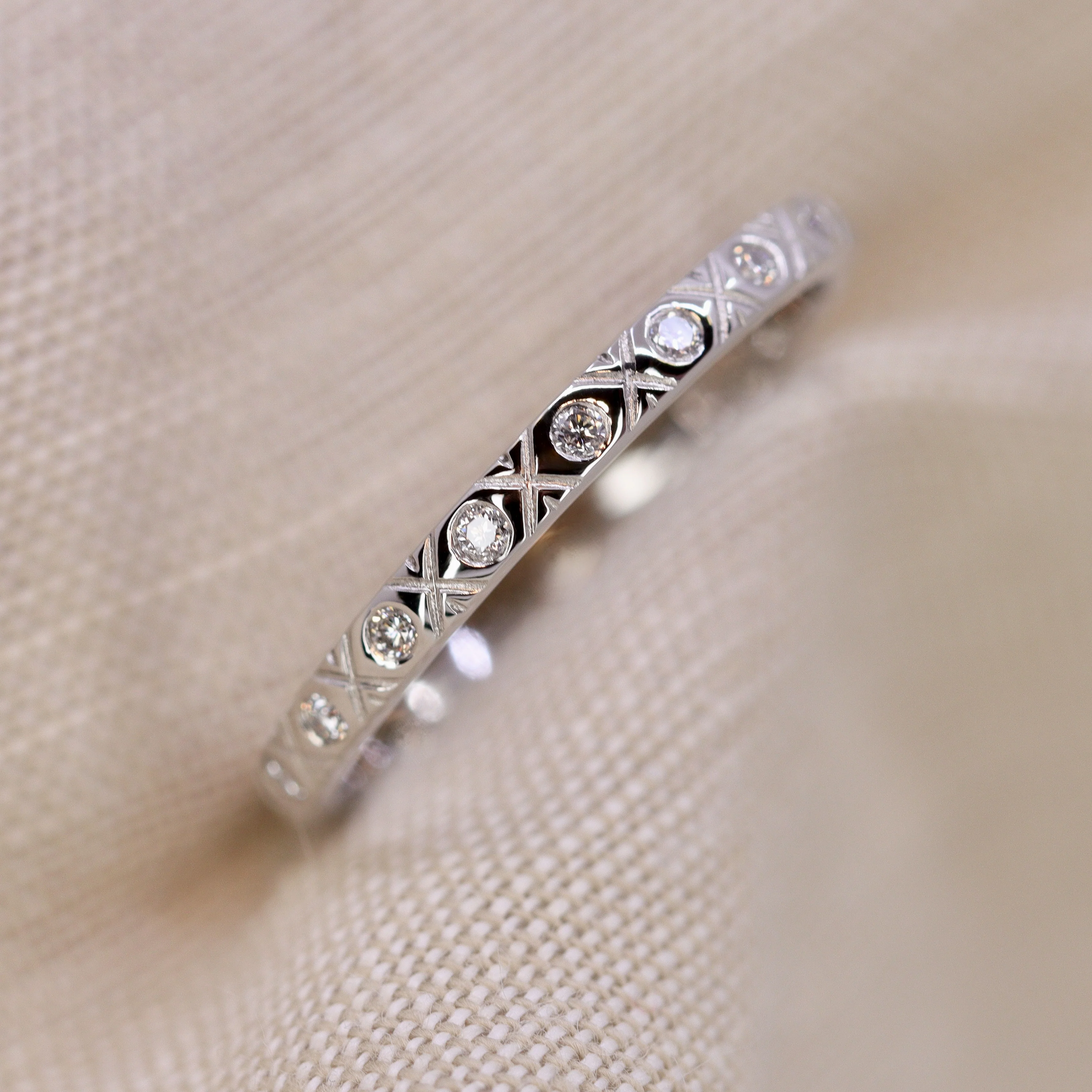Penelope - Diamond Set Art Deco Eternity Style Wedding Ring - Made-to-Order - Image 5