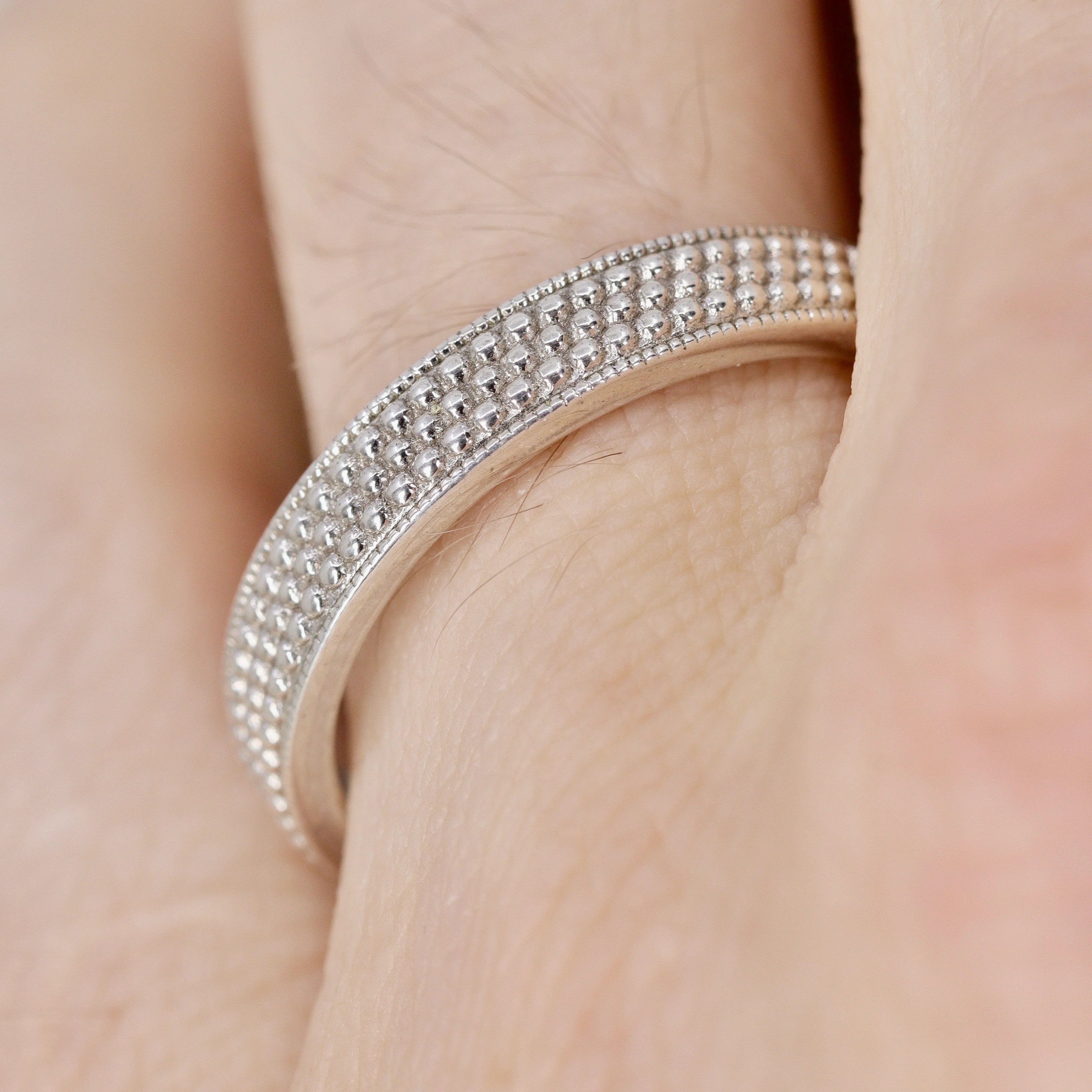 Quinn - Beaded Wide Wedding Ring - Made-to-Order - Image 3