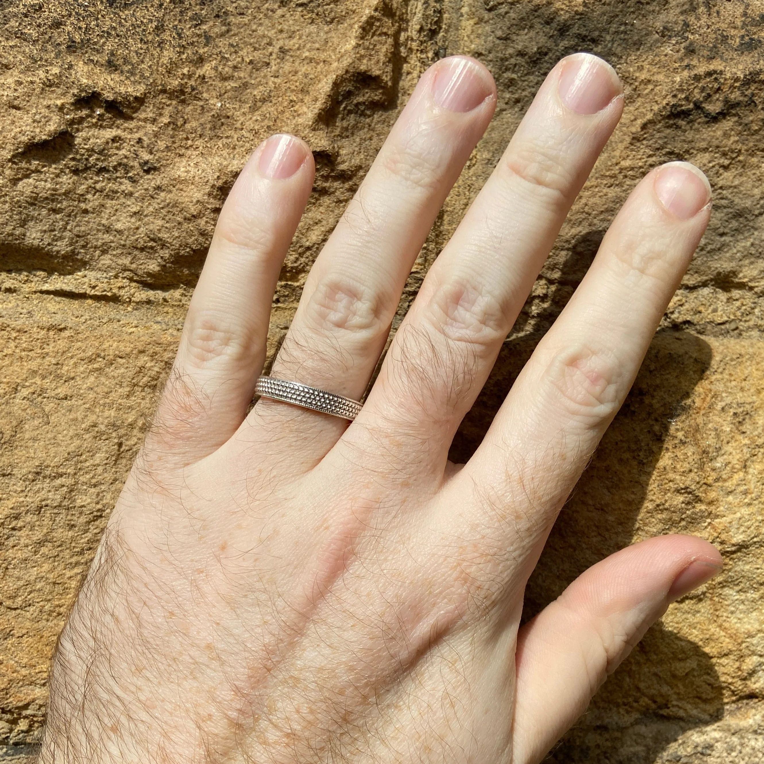 Quinn - Beaded Wide Wedding Ring - Made-to-Order - Image 4