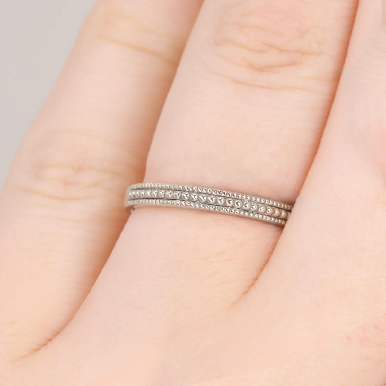 Quinn - Vintage Style Beaded Full or Half Eternity Style Wedding Ring - Made-to-Order - Image 3