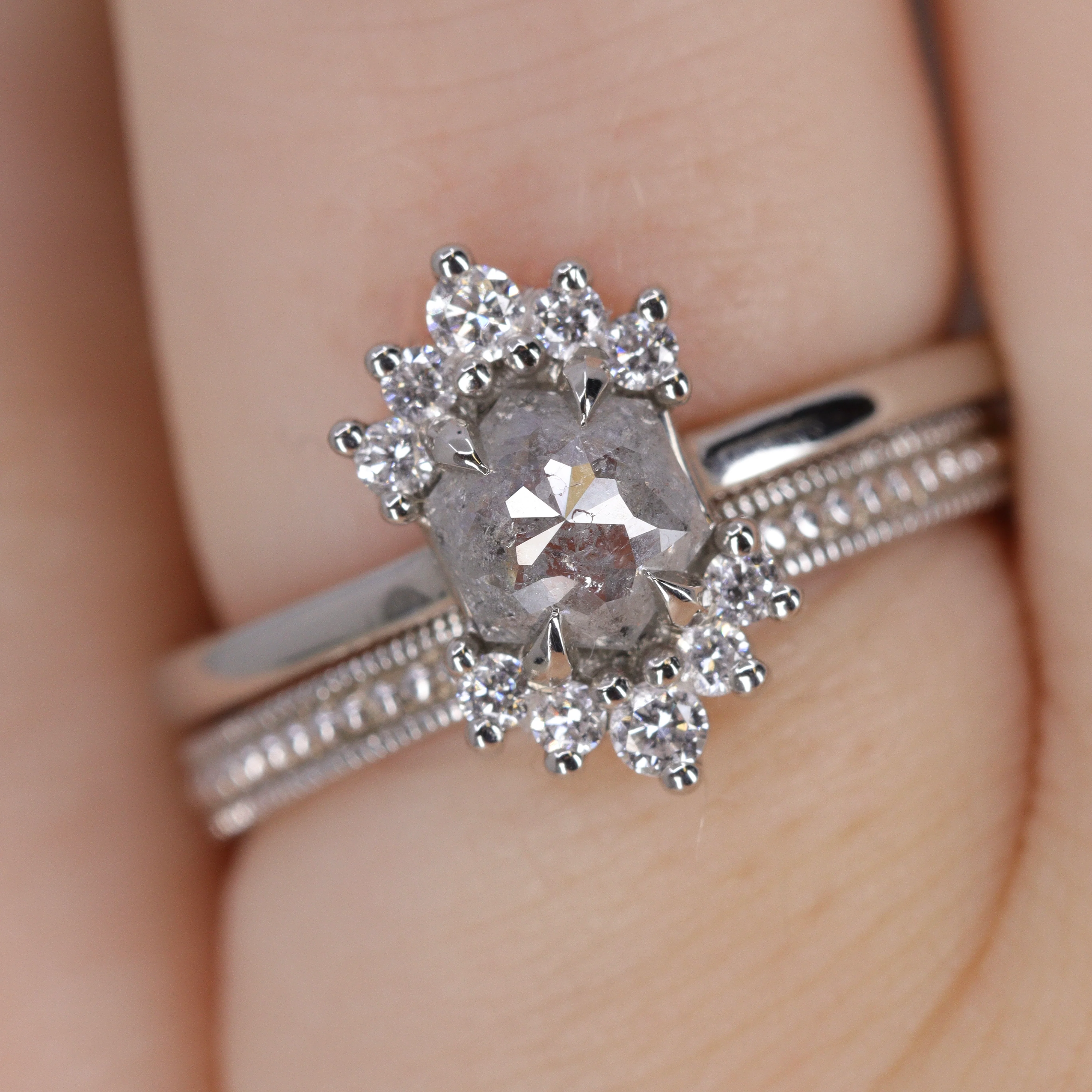 Quinn - Vintage Style Beaded Full or Half Eternity Style Wedding Ring - Made-to-Order - Image 5