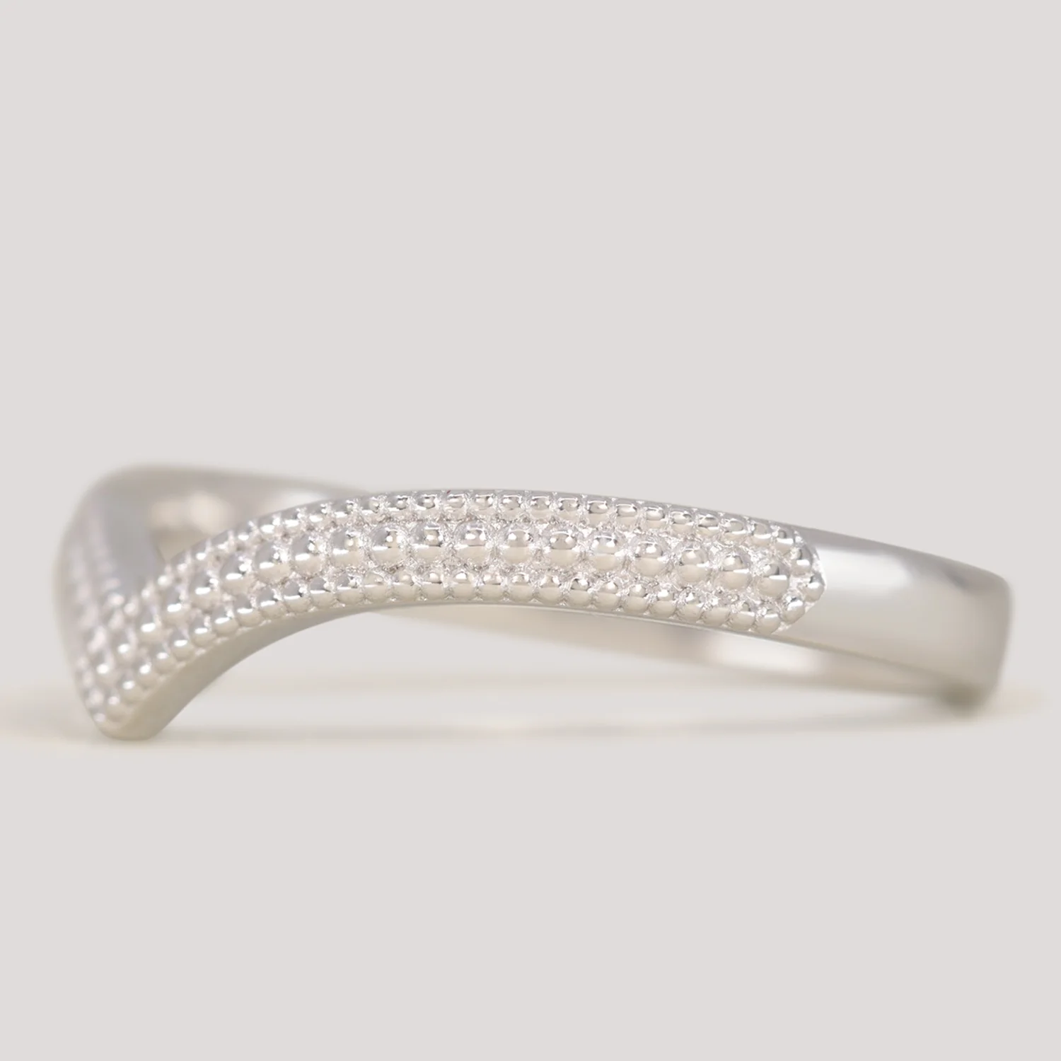 Quinn - Vintage Style Beaded Wishbone Half Eternity Wedding Ring - Made-to-Order - Image 4