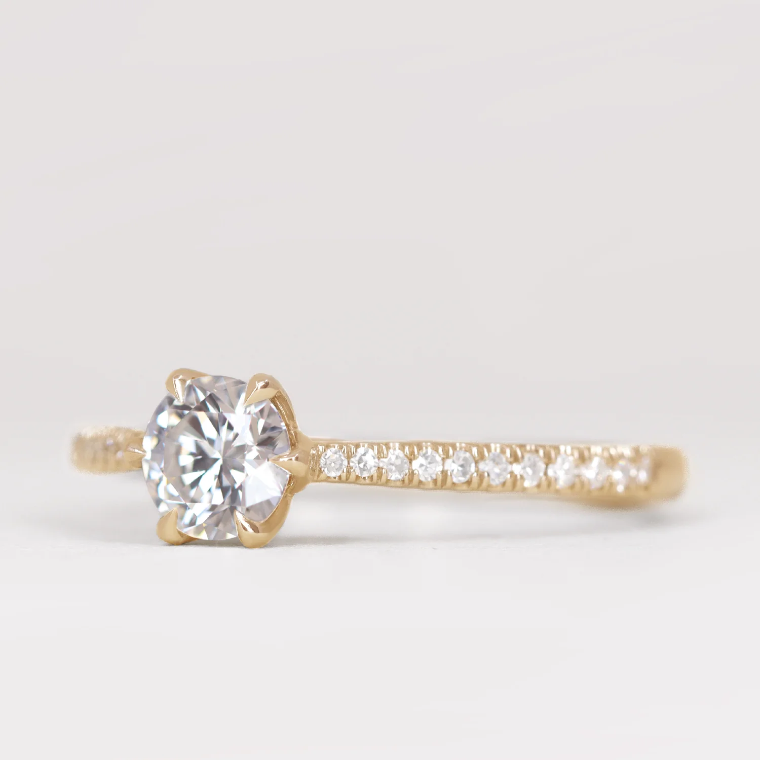 Raine - Round Lab Grown Diamond Floral Basket Solitaire Made-to-Order Engagement Ring - Image 6