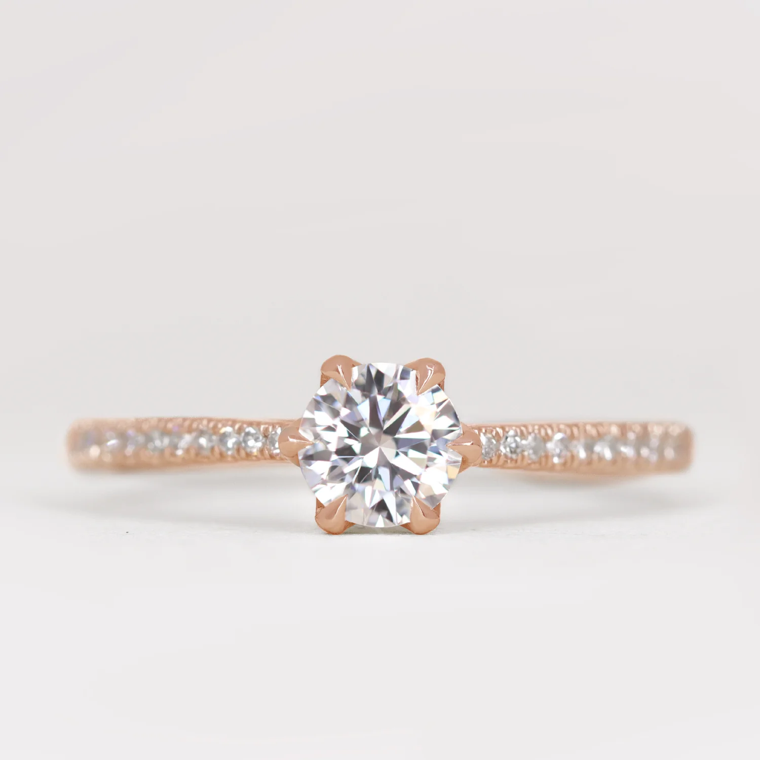 Raine - Round Lab Grown Diamond Floral Basket Solitaire Made-to-Order Engagement Ring - Image 7