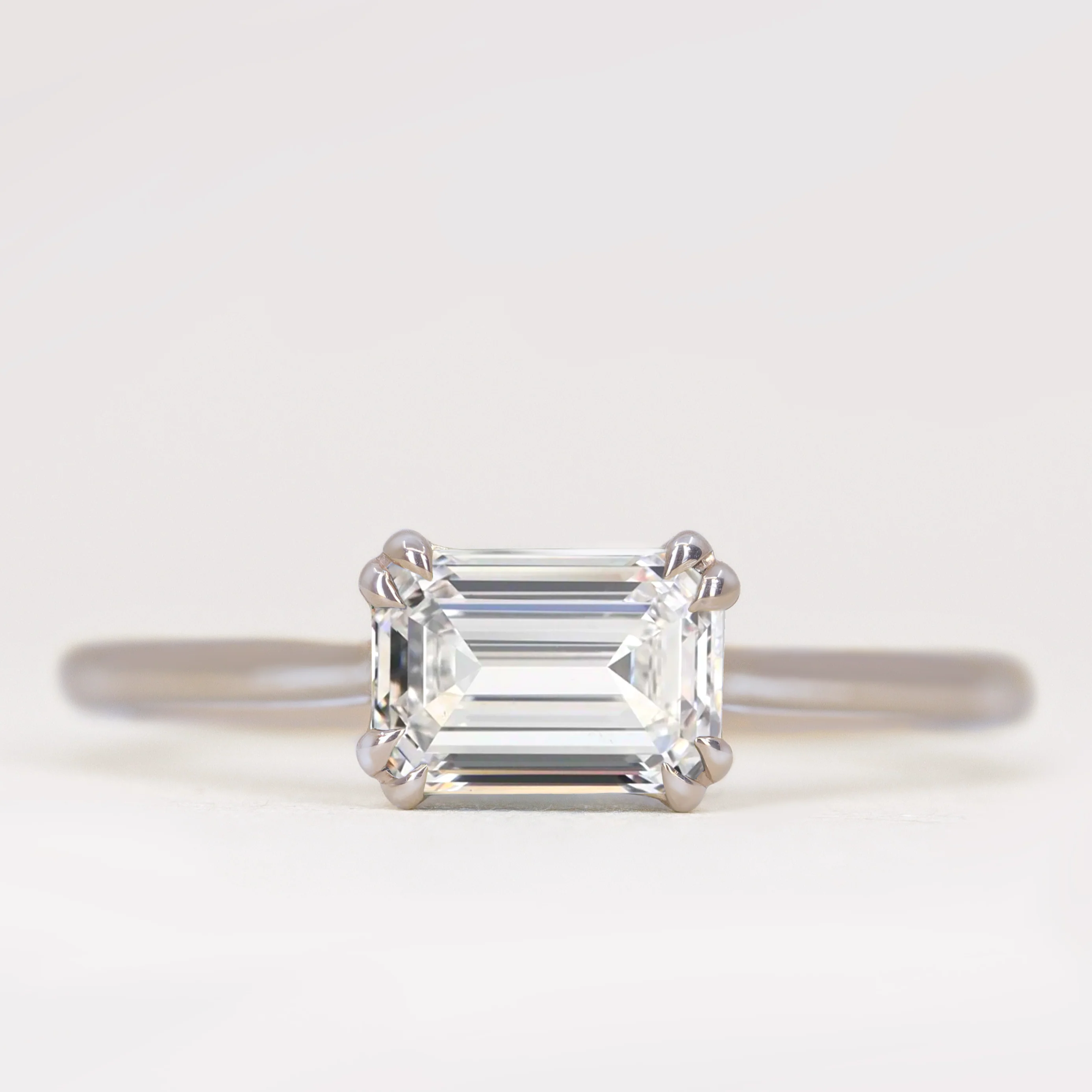 Reese - Emerald Cut Lab Grown Diamond East-West Solitaire Made-to-Order Engagement Ring - Image 3