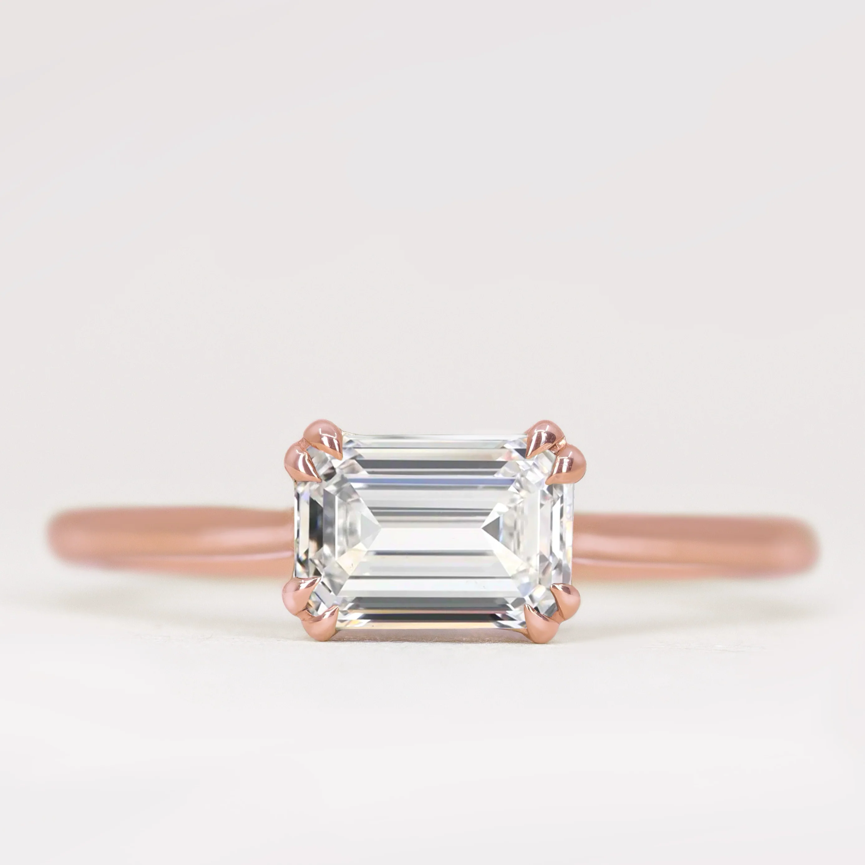 Reese - Emerald Cut Lab Grown Diamond East-West Solitaire Made-to-Order Engagement Ring - Image 5