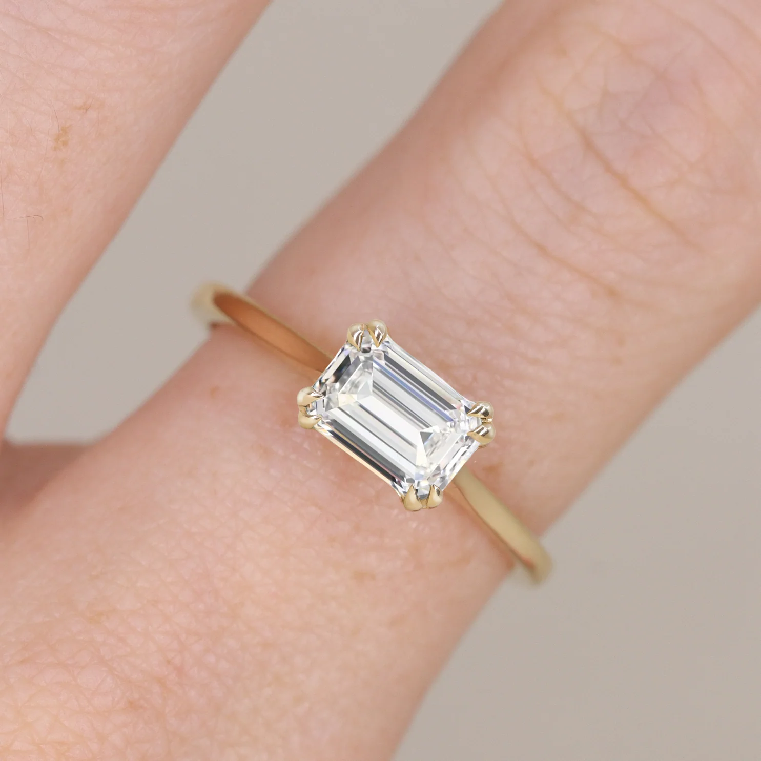 Reese - Emerald Cut Lab Grown Diamond East-West Solitaire Made-to-Order Engagement Ring - Image 7