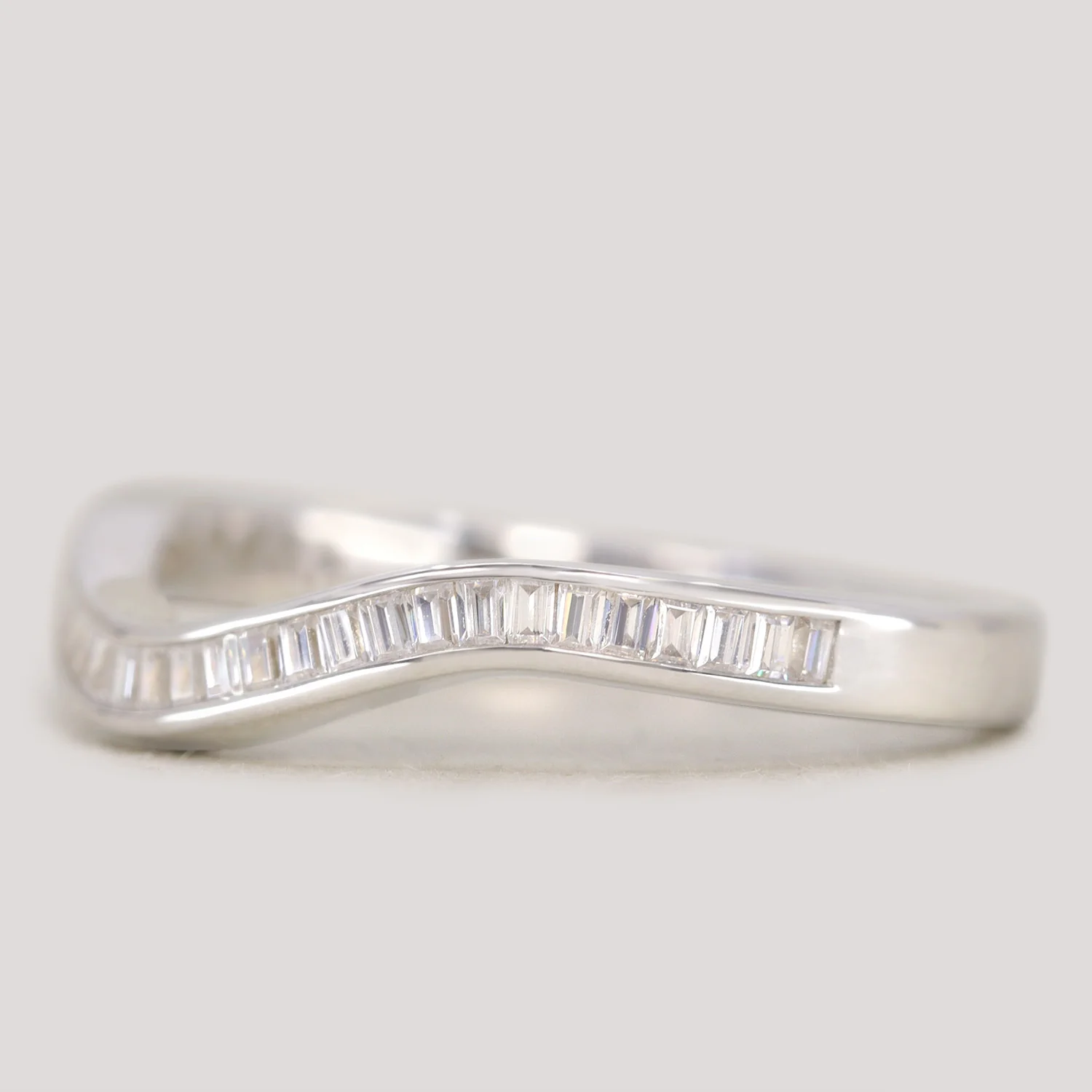 Thea - Channel Set Baguette Diamond Half Eternity Shaped Wedding Ring - Made-to-Order - Image 3