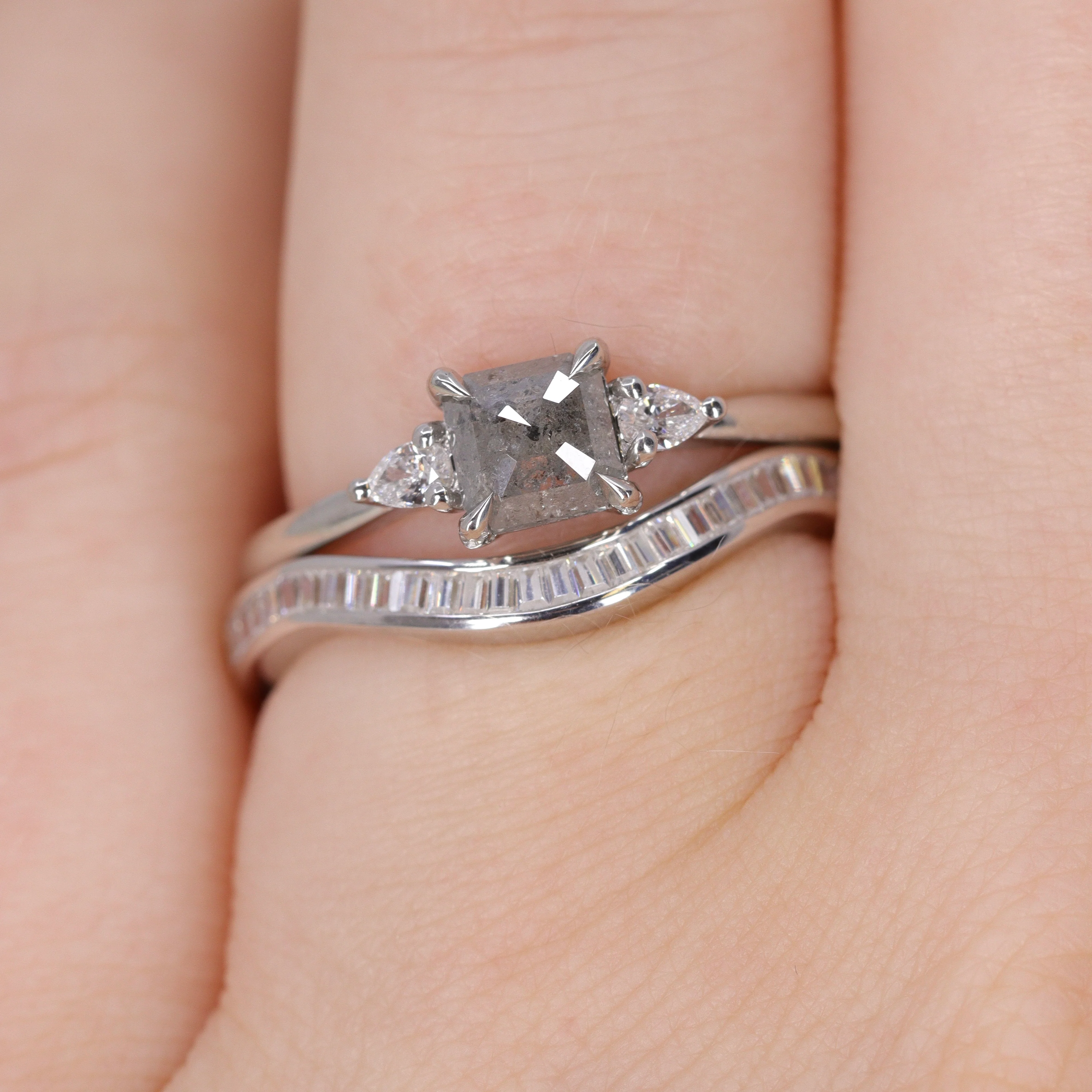 Thea - Channel Set Baguette Diamond Half Eternity Shaped Wedding Ring - Made-to-Order - Image 5