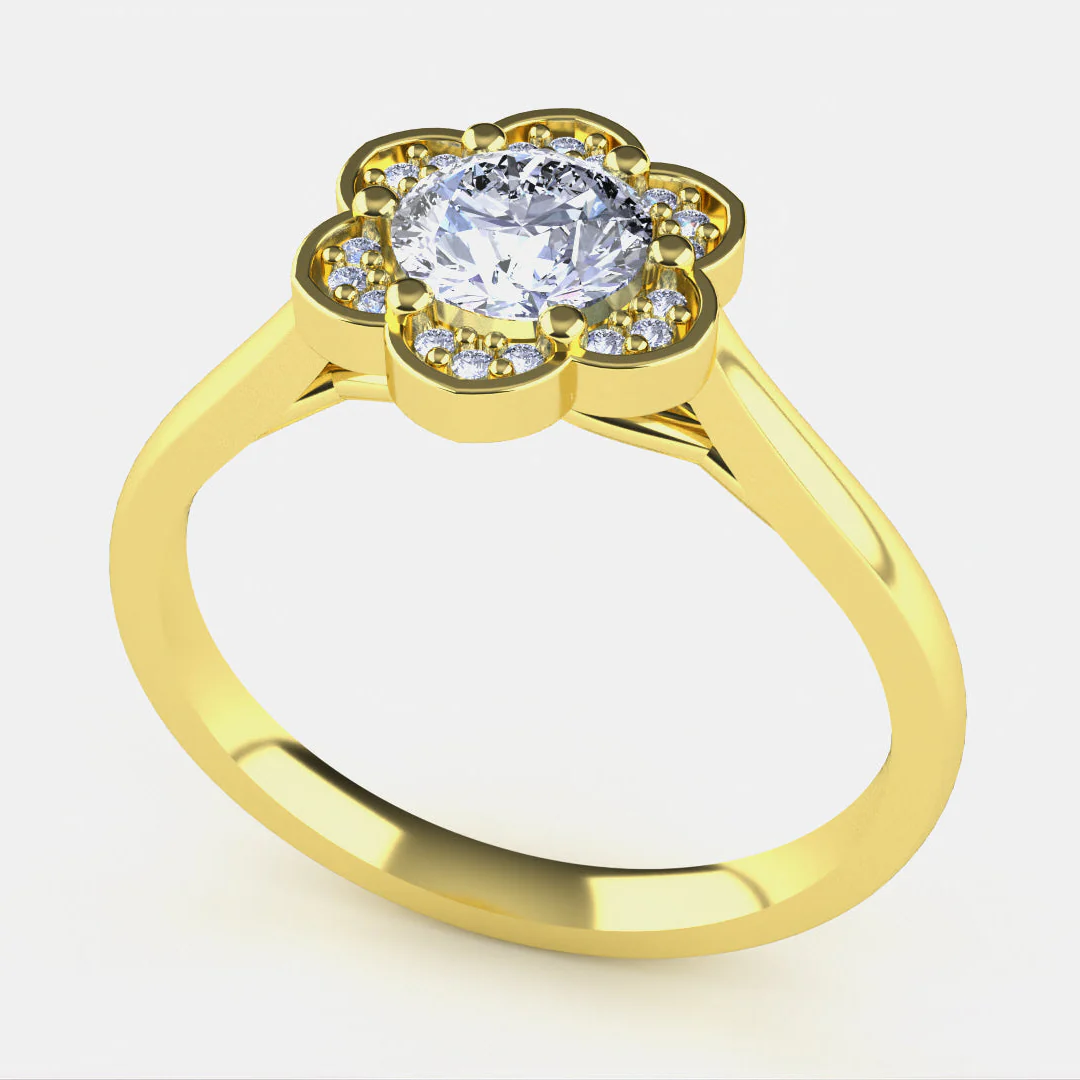 Tulip - Round Brilliant Cut Lab Grown Diamond Floral Halo Made-to-Order Engagement Ring - Image 4