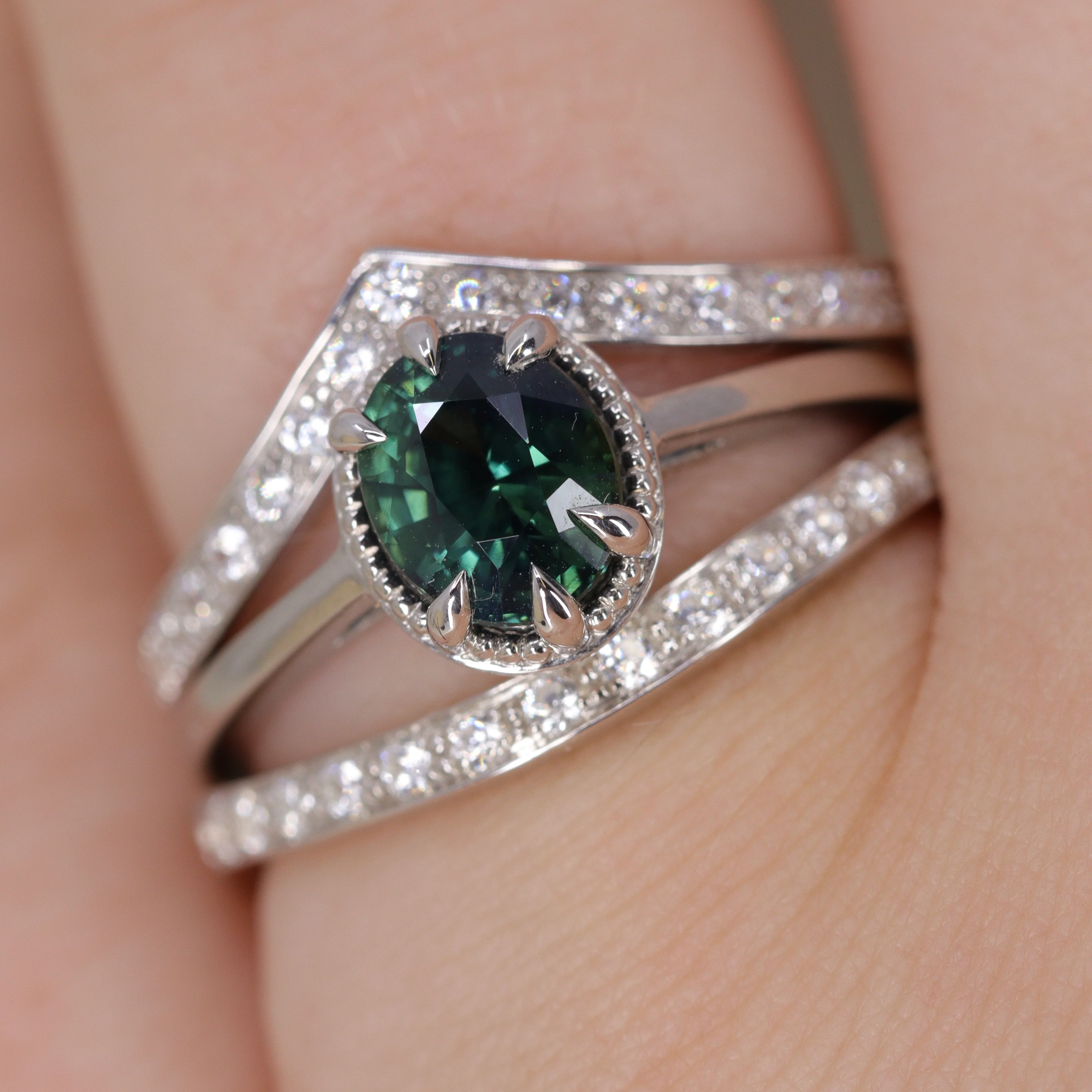 Valerie - Diamond Set Wishbone Wedding Ring - Made-to-Order - Image 5