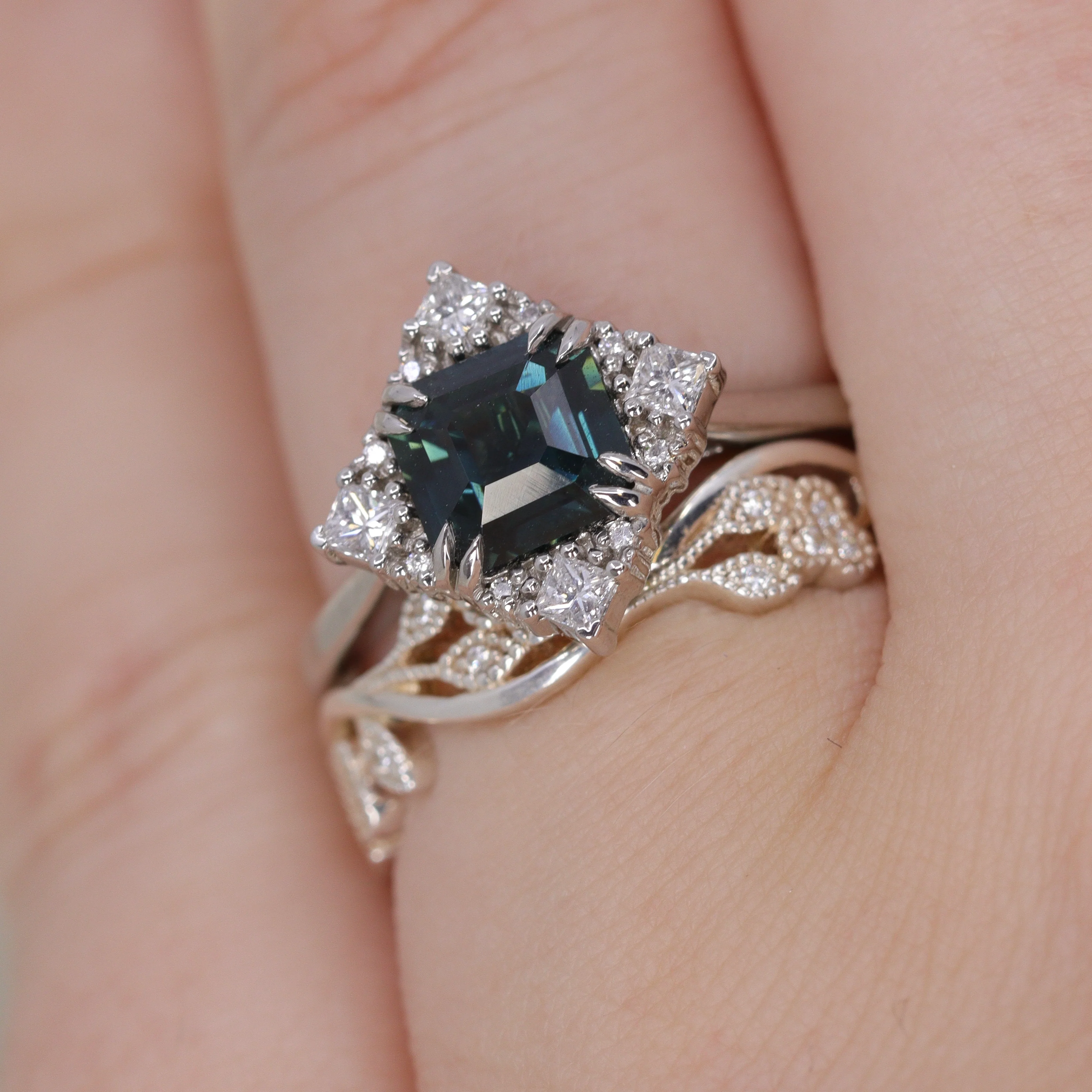 Eveline - Floral Diamond Set Vine Vintage Style Wedding Ring - Made-to-Order - Image 4