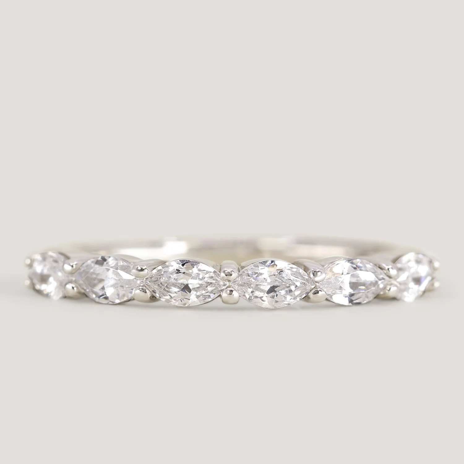 Faye - Marquise Lab Grown Diamond Set Half Eternity Wedding Ring - Made-to-Order - Image 3