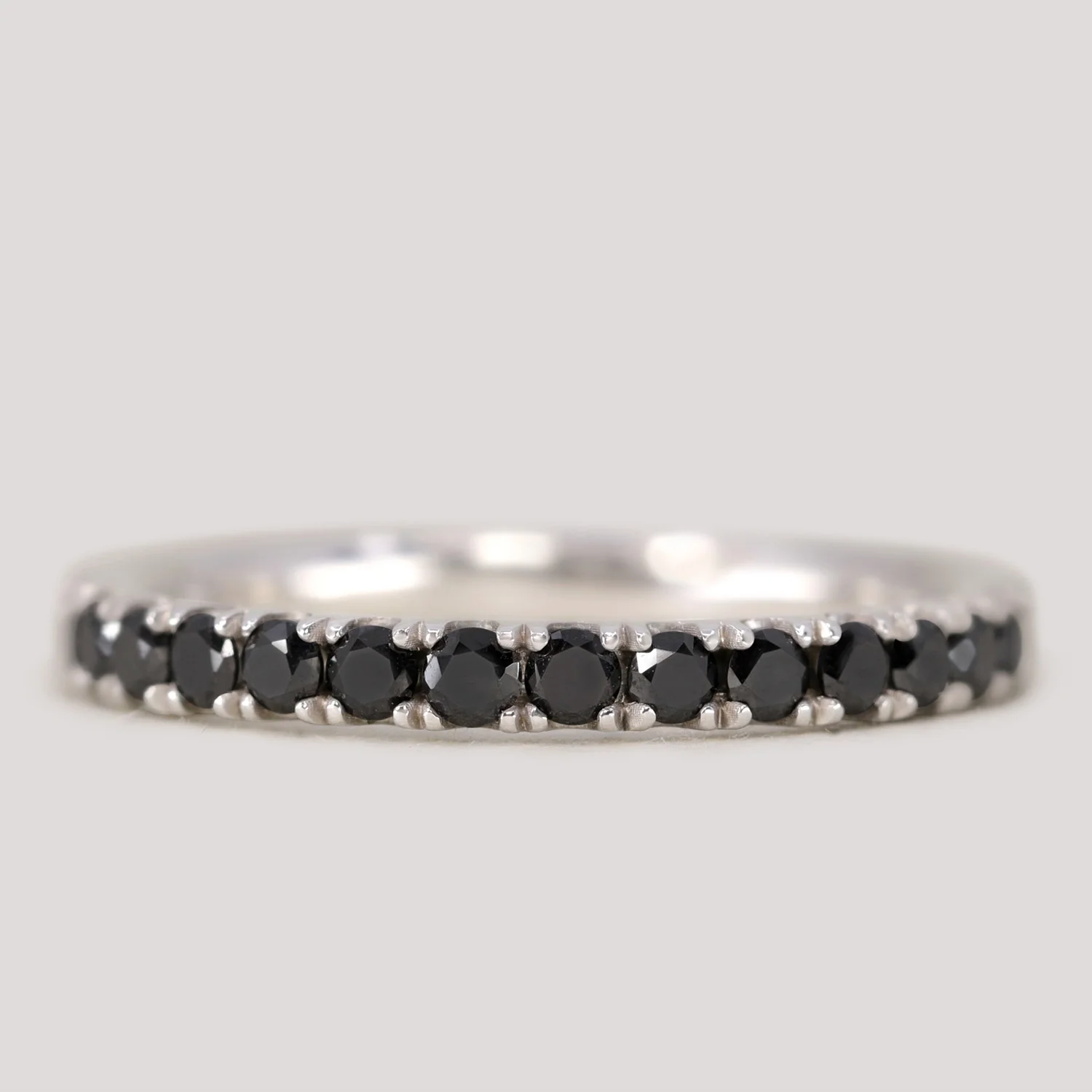 Wednesday - Round Cut Black Diamond Half Eternity Wedding Ring - Made-to-Order - Image 3