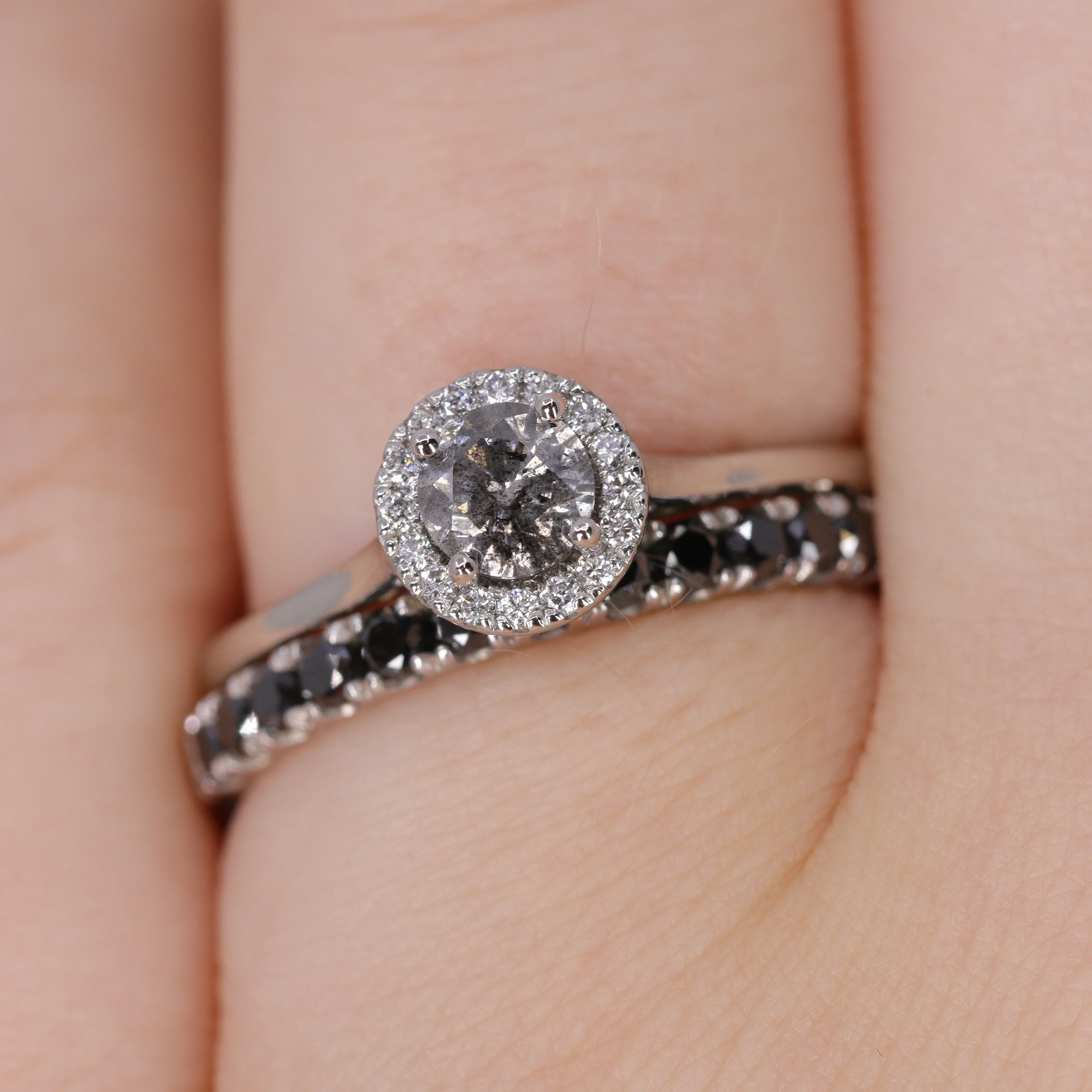 Wednesday - Round Cut Black Diamond Half Eternity Wedding Ring - Made-to-Order - Image 4