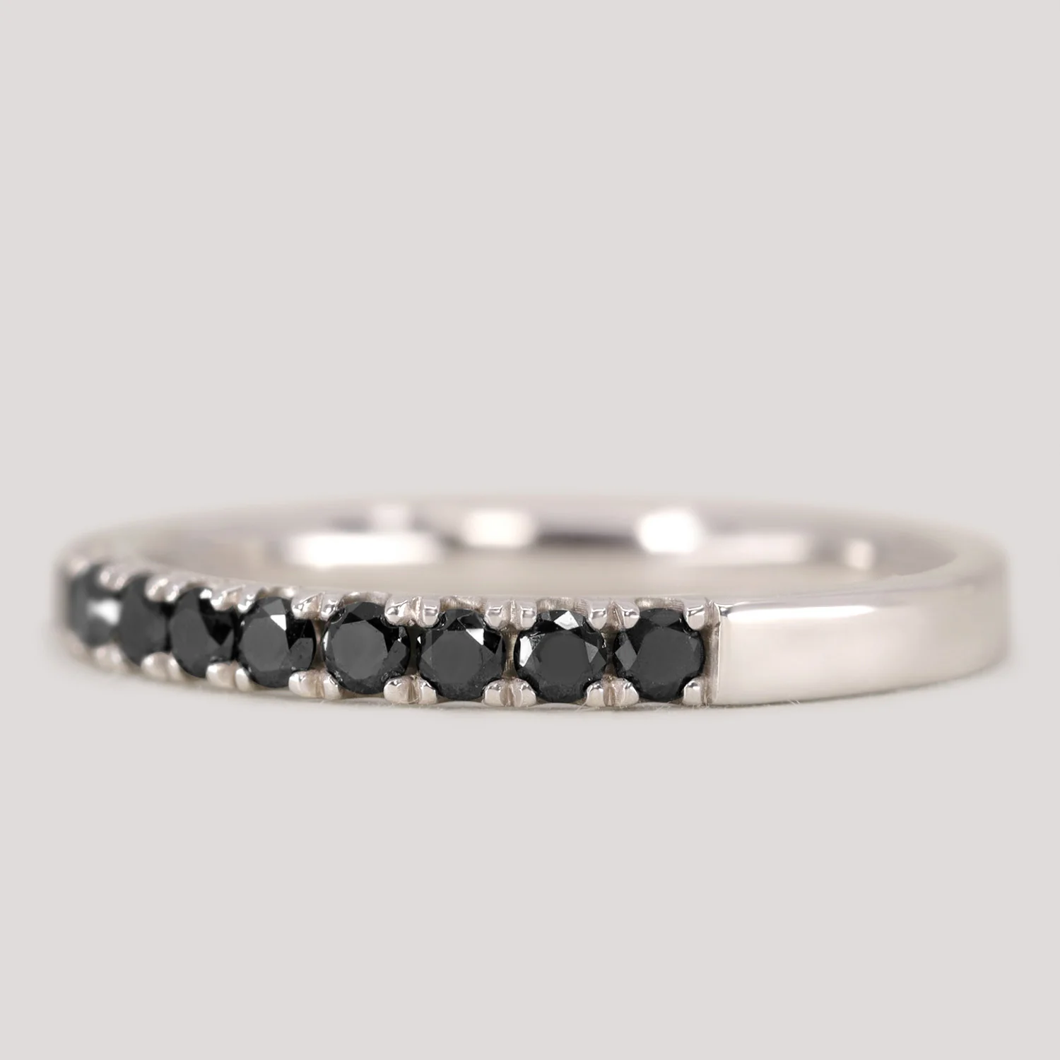 Wednesday - Round Cut Black Diamond Half Eternity Wedding Ring - Made-to-Order - Image 5