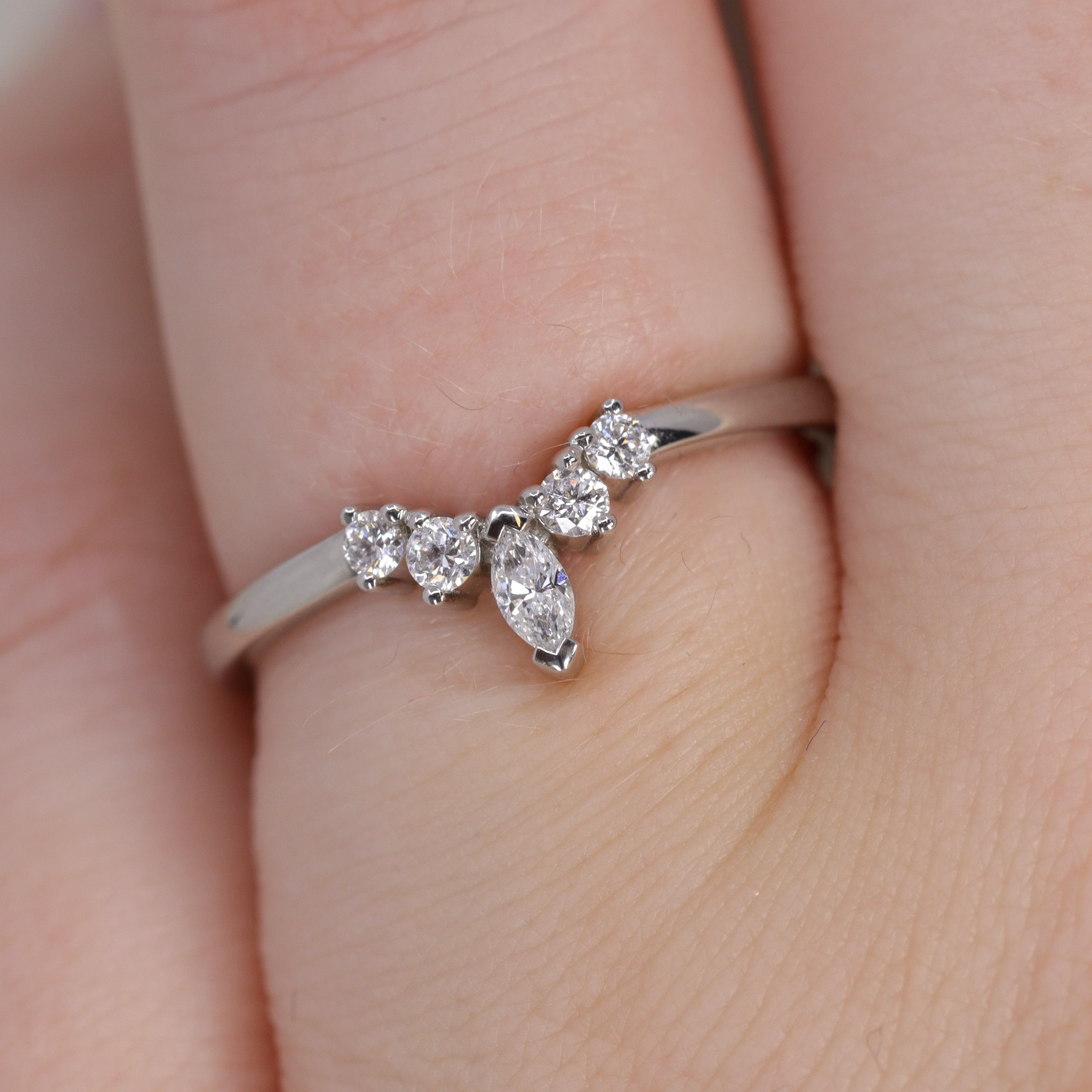 Winnie - Marquise Petite Tiara Style Diamond Wedding Ring - Made-To-Order - Image 4