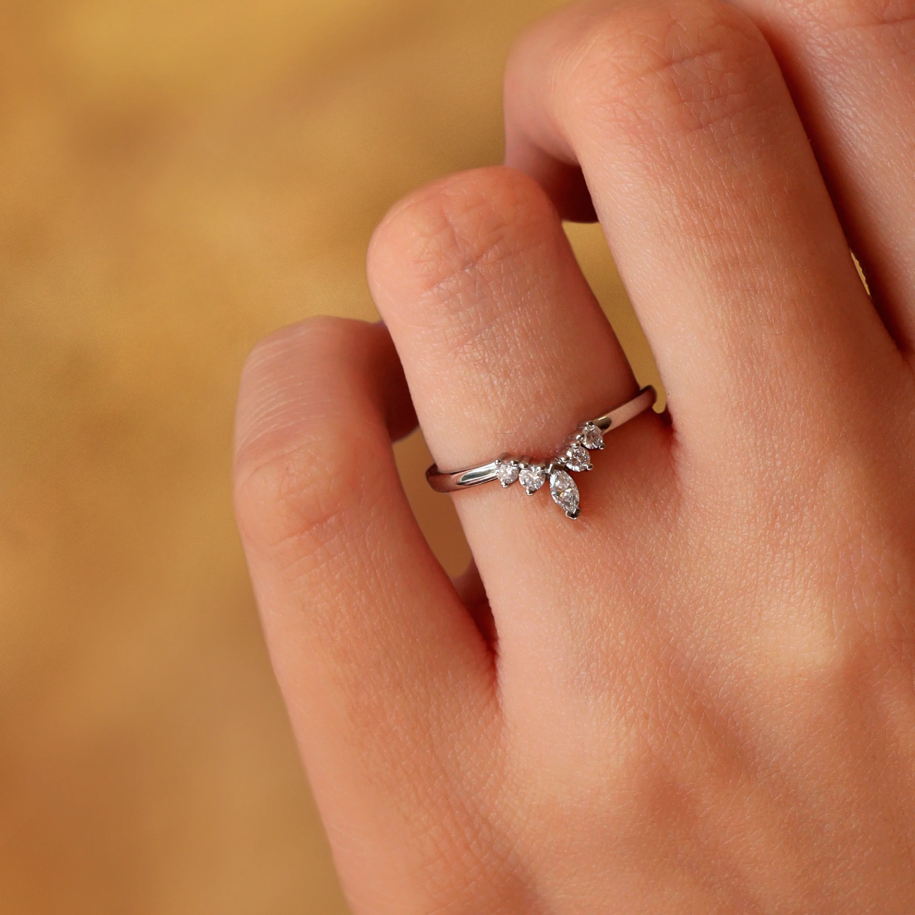 Winnie - Marquise Petite Tiara Style Diamond Wedding Ring - Made-To-Order - Image 6