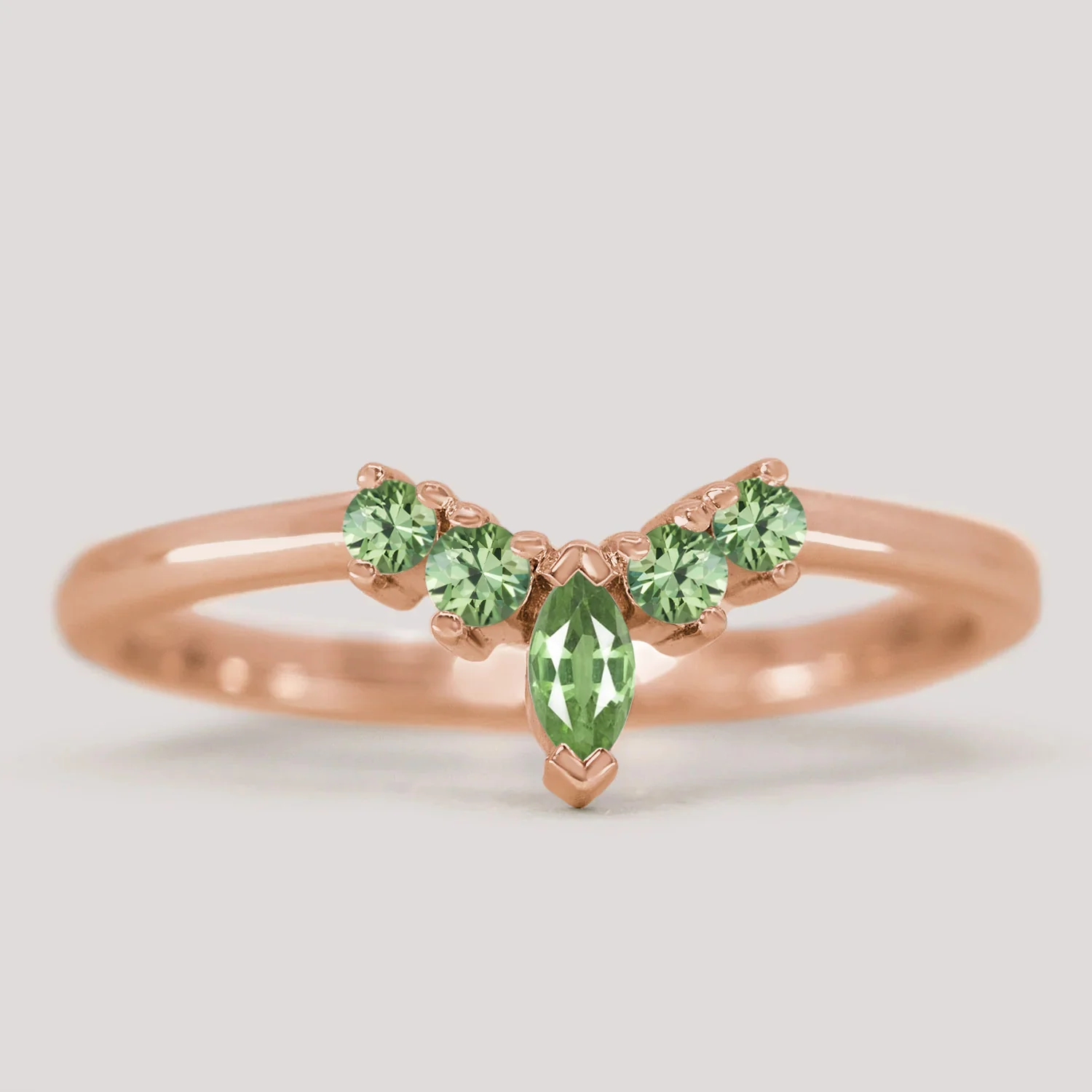 Winnie - Marquise Petite Tiara Style Green Sapphire Ring - Made-To-Order - Image 4
