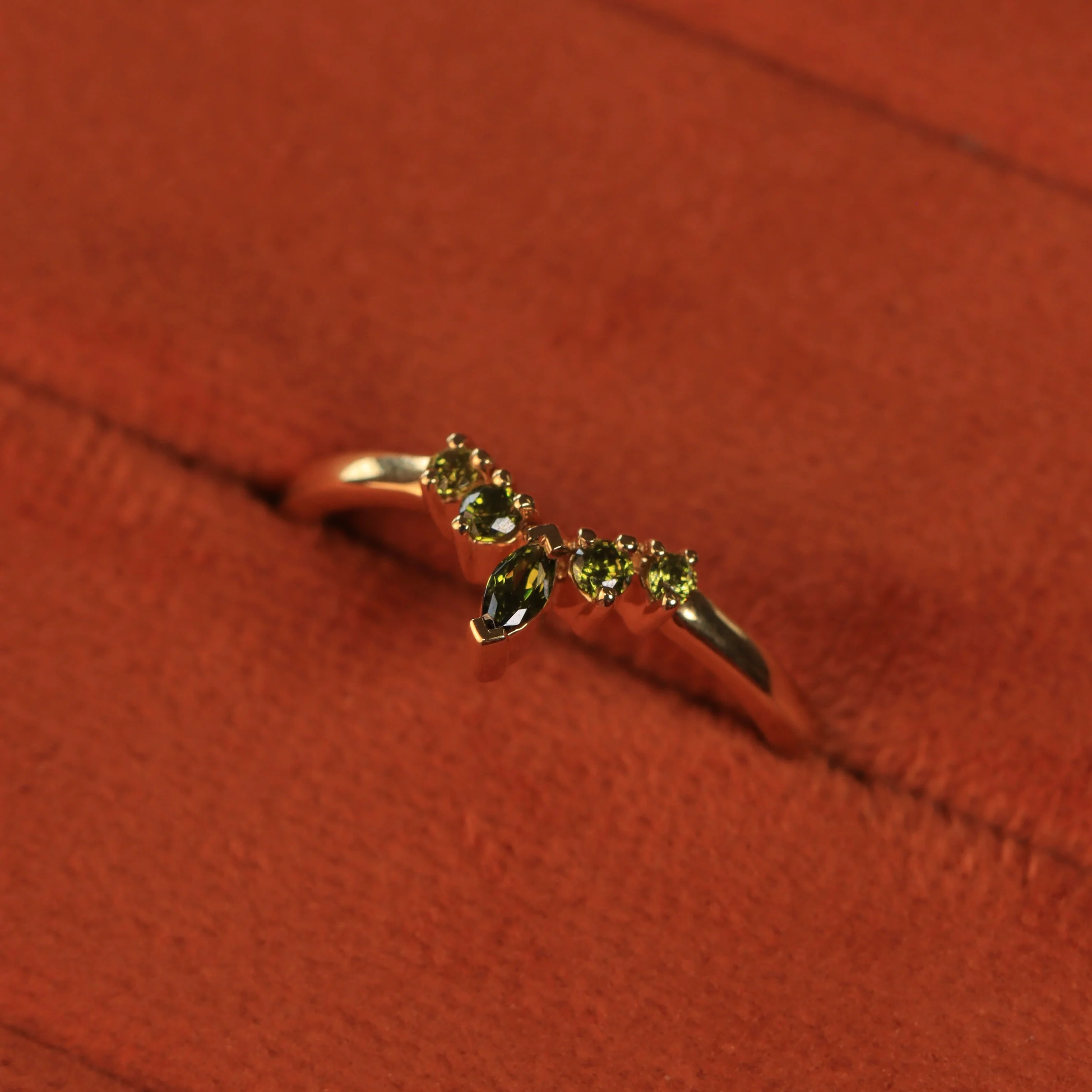 Winnie - Marquise Petite Tiara Style Green Sapphire Ring - Made-To-Order - Image 5