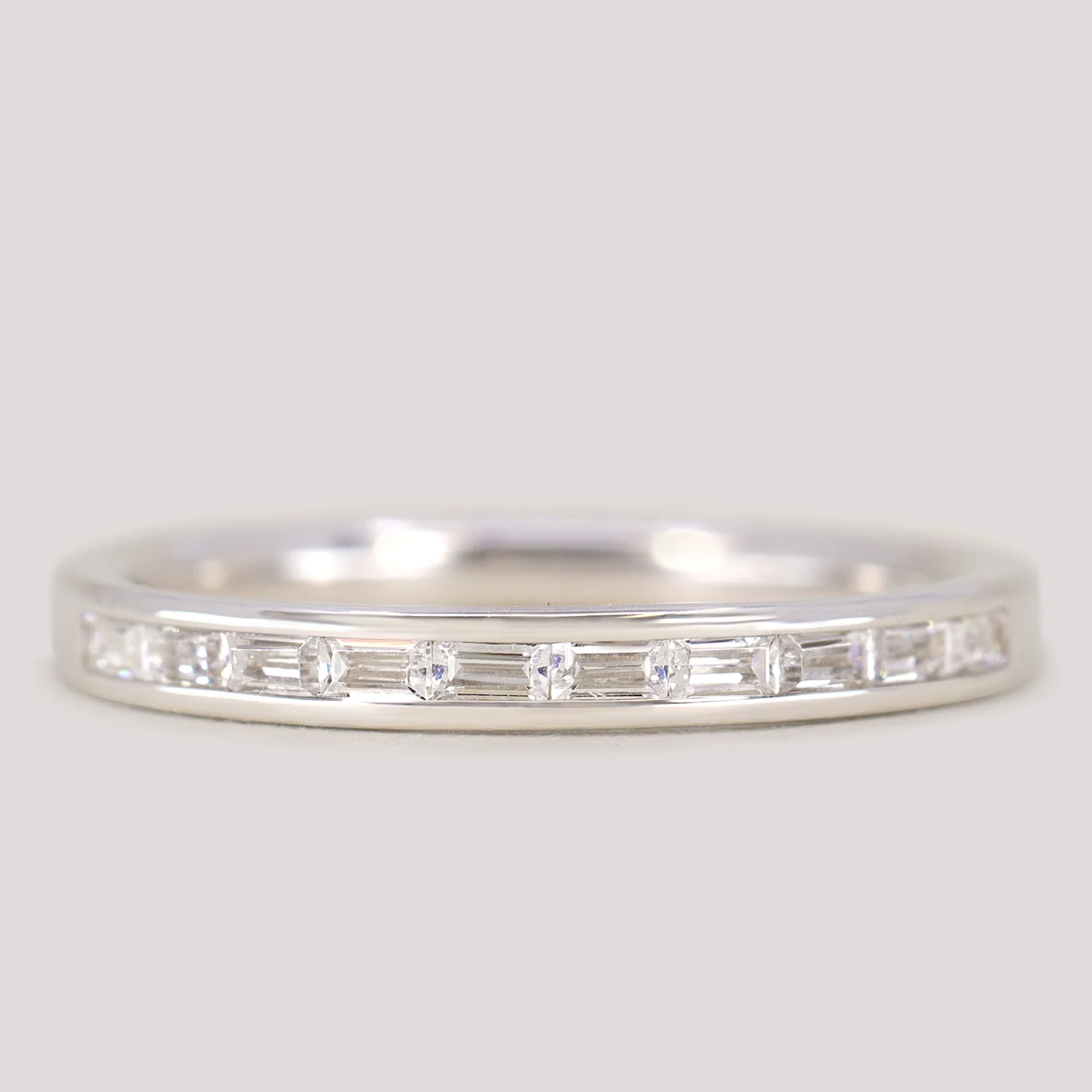 Zara - Channel Set Baguette Diamond Half Eternity Wedding Ring - Made-to-Order - Image 3